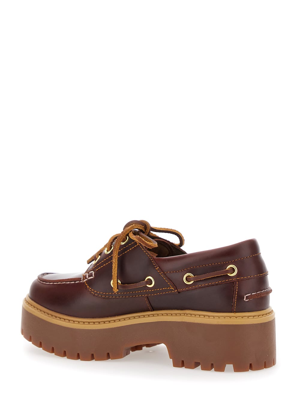 Timberland Boat Shoes Con Plateau Stone Street W Marrone Scuro In Multi