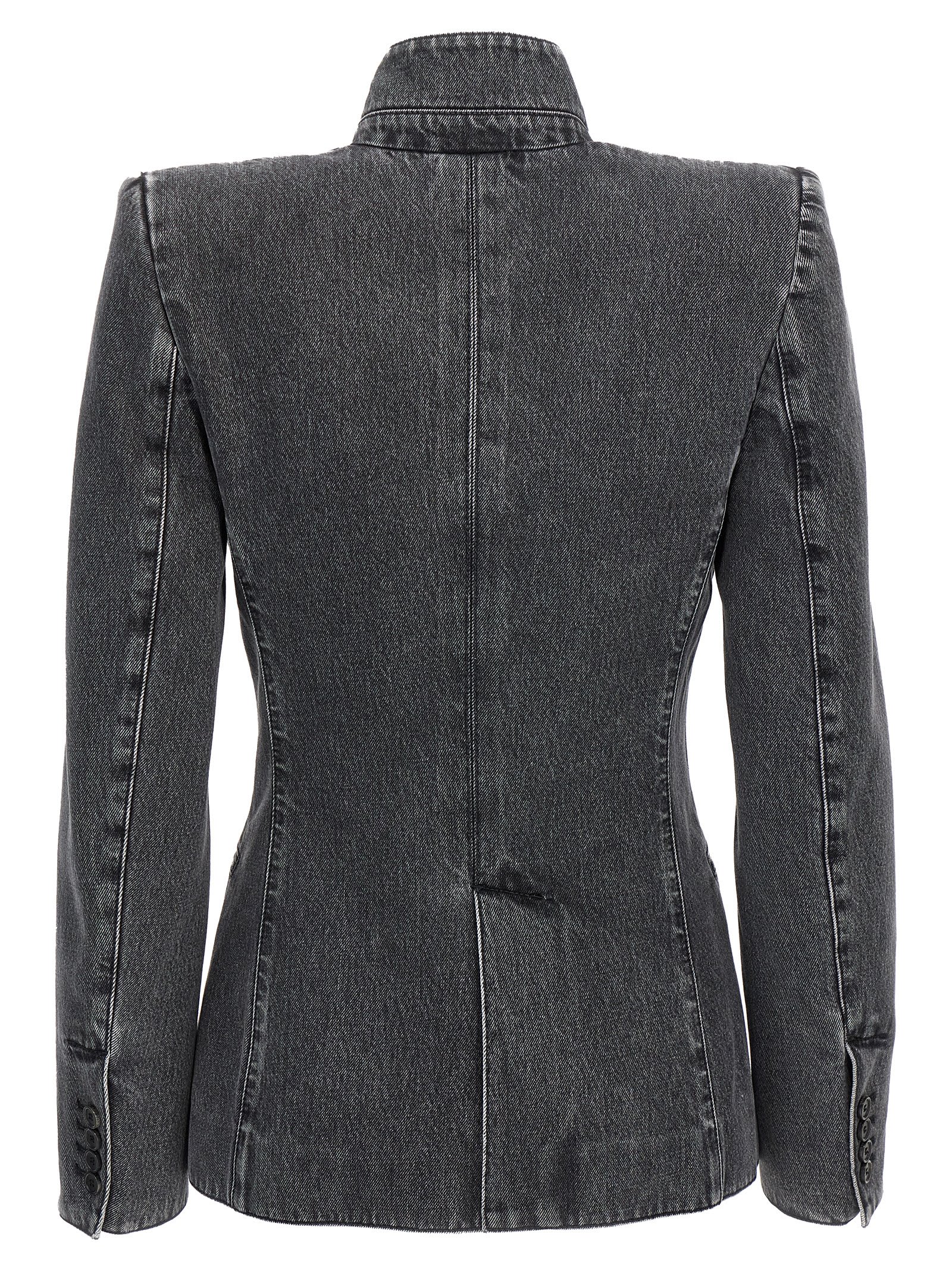 Shop Alexander Mcqueen Deconstructed Denim Blazer In Black