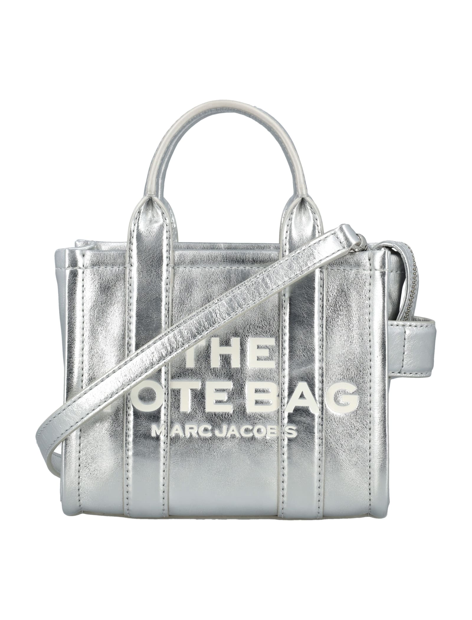 Shop Marc Jacobs The Mini Tote Bag In Metallic Silver