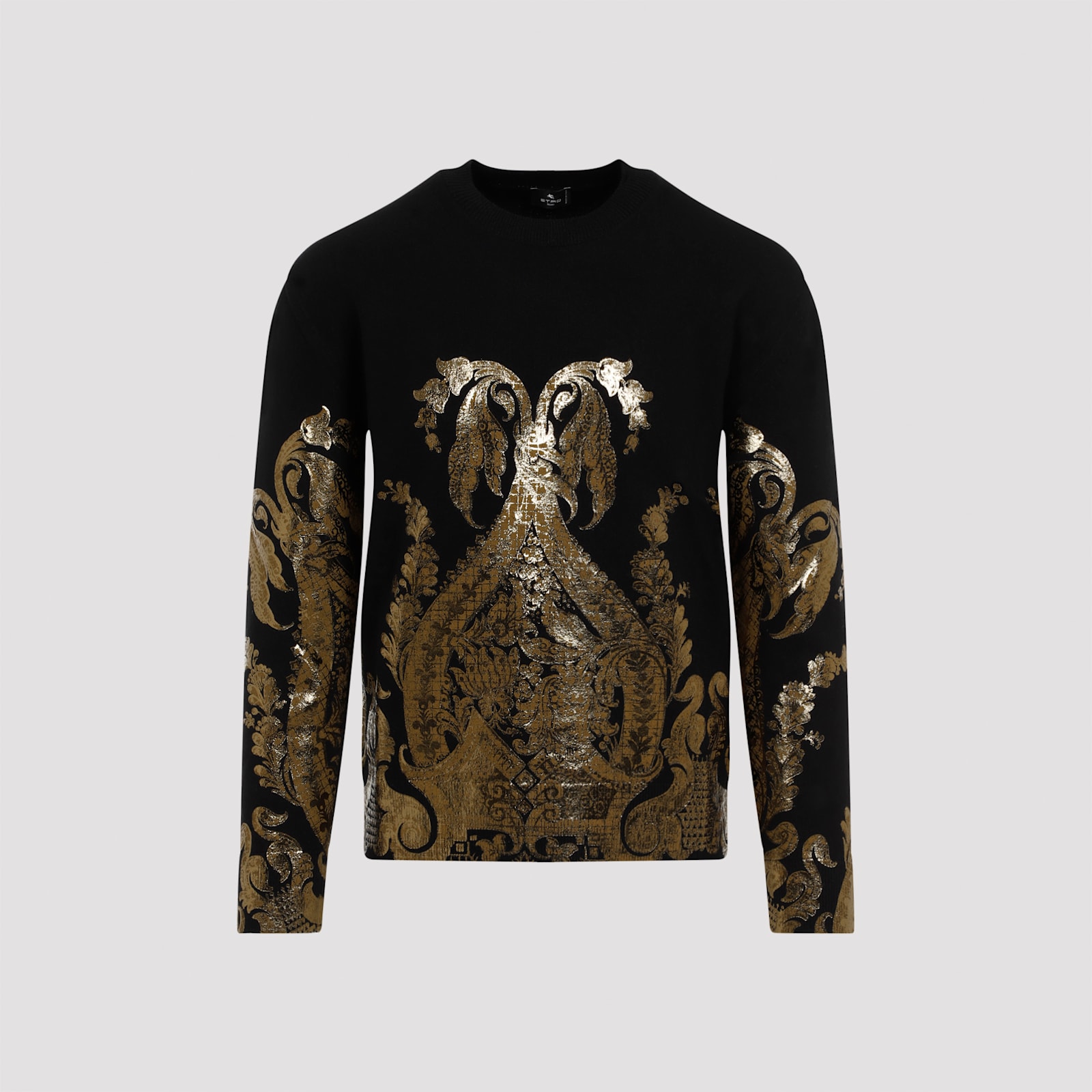 Shop Etro Sweater Lamina Gold In Black Gold