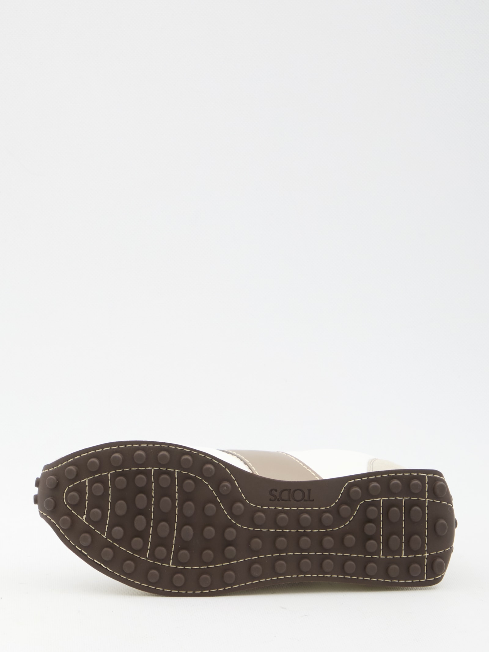 Shop Tod's Sneakers In Leather And Technical Fabric In White