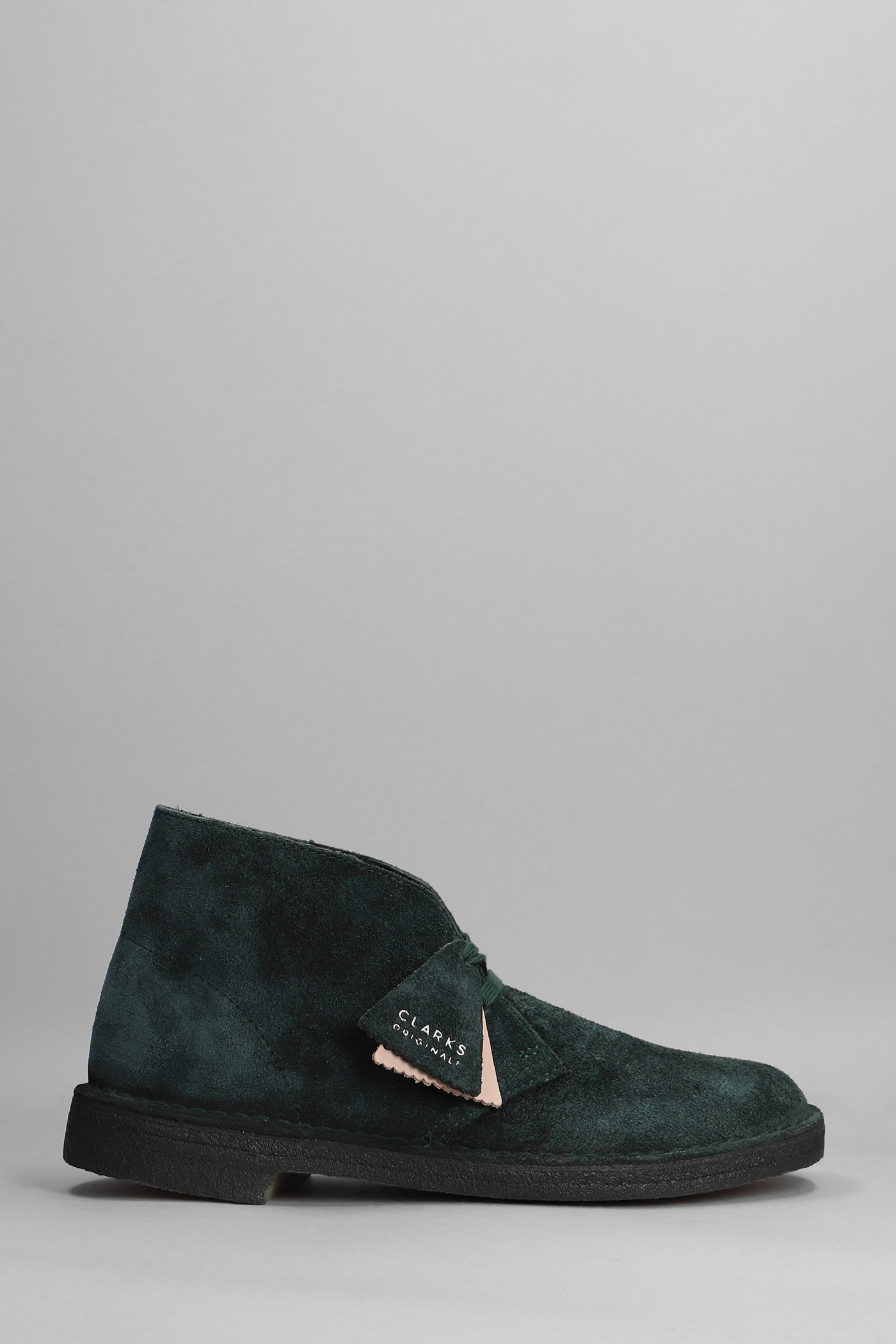 CLARKS DESERT BOOT LACE UP SHOES IN GREEN SUEDE