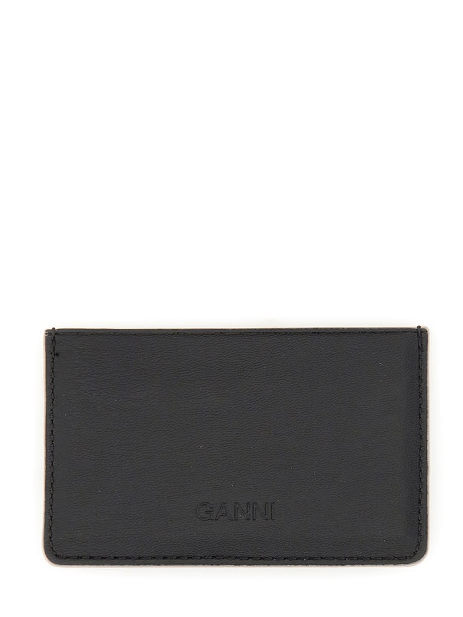Shop Ganni Bou Card Holder In Black