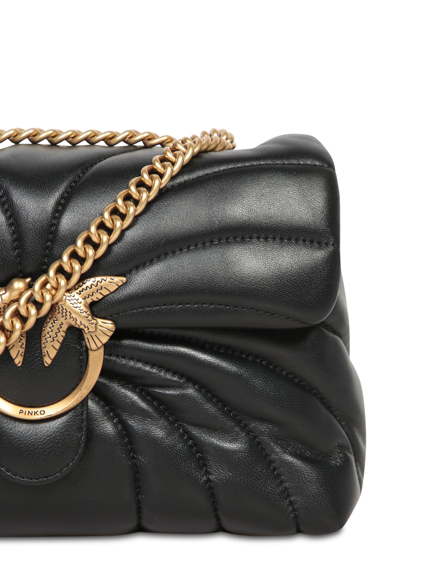 Shop Pinko Love Puff Butterfly Quilt Black/gold Bag