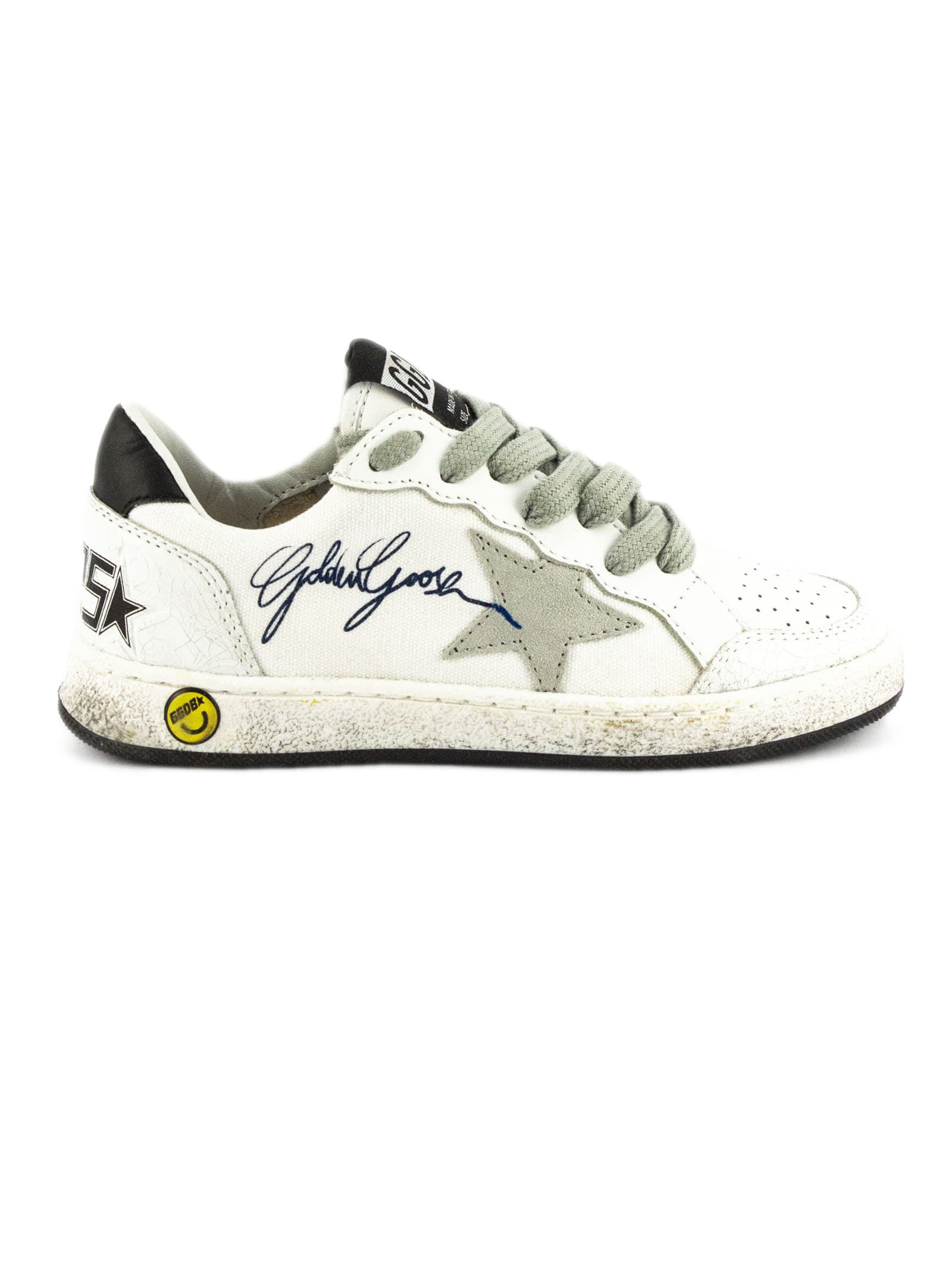 Golden Goose Ball Star White Leather And Cotton Sneaker