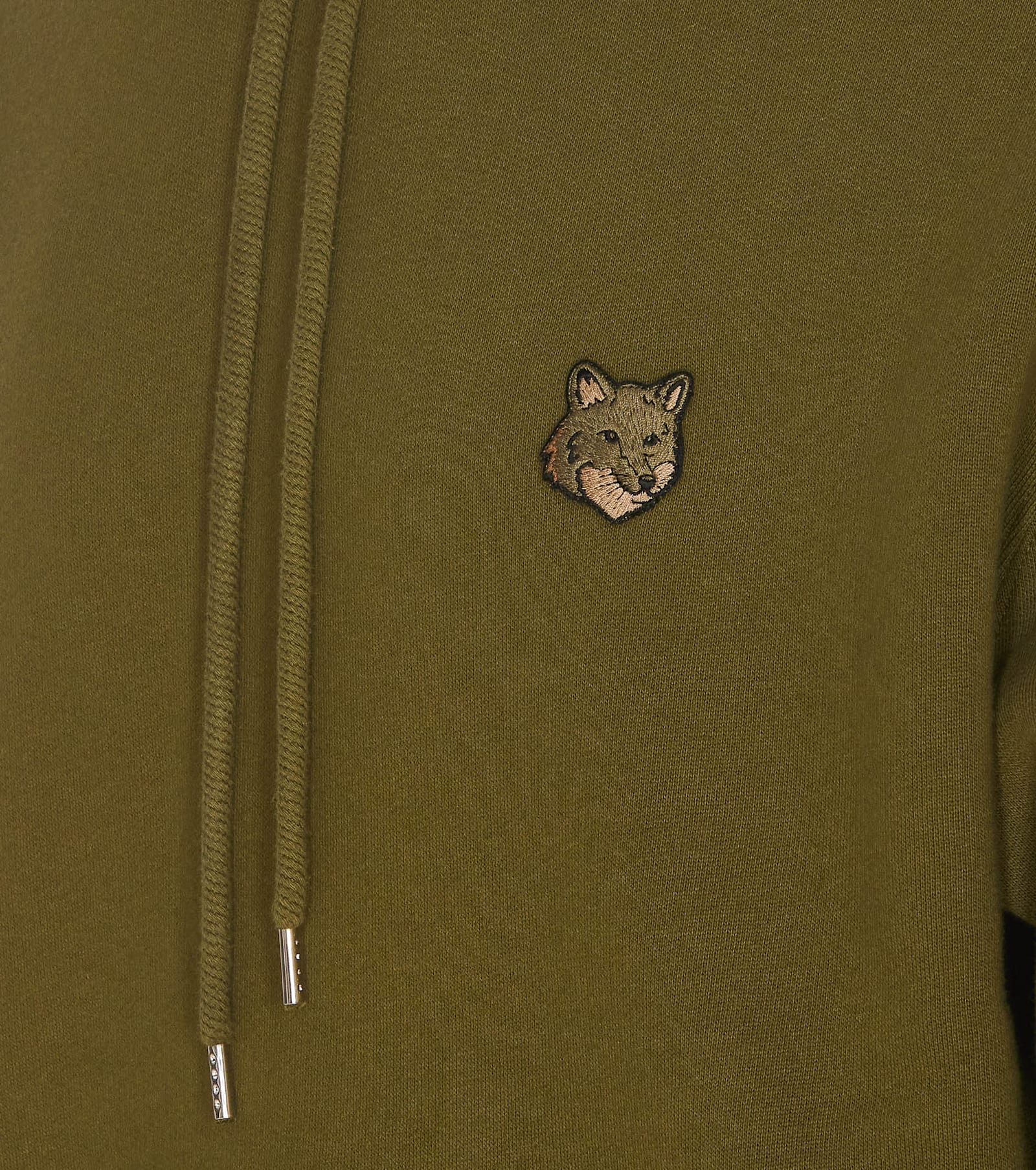 Shop Maison Kitsuné Fox Head Patch Logo Hoodie In Green