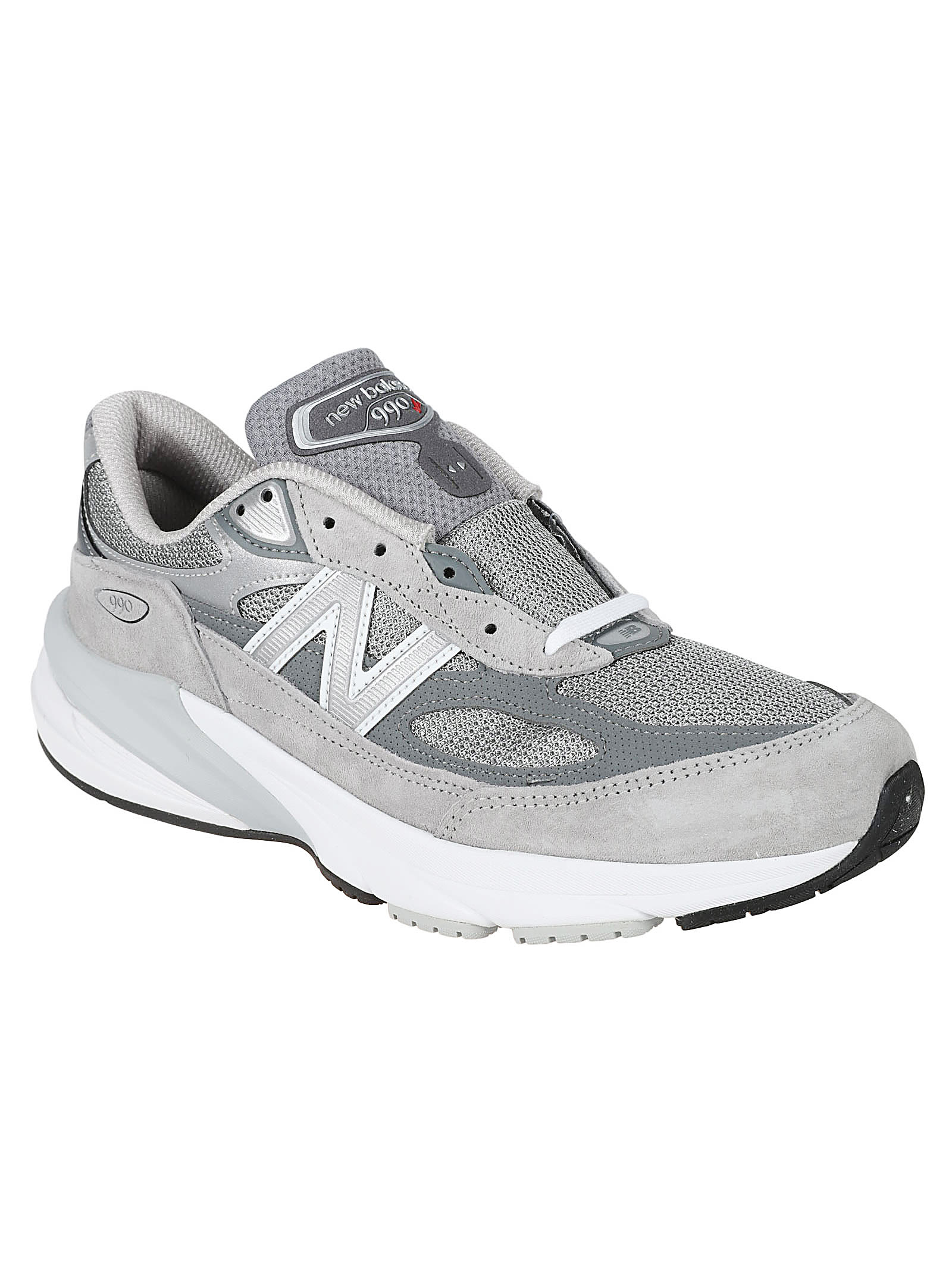 New Balance Grey Low Top Sneakers With Logo Detail In Suede And Tech Fabric Man In Cool Grey
