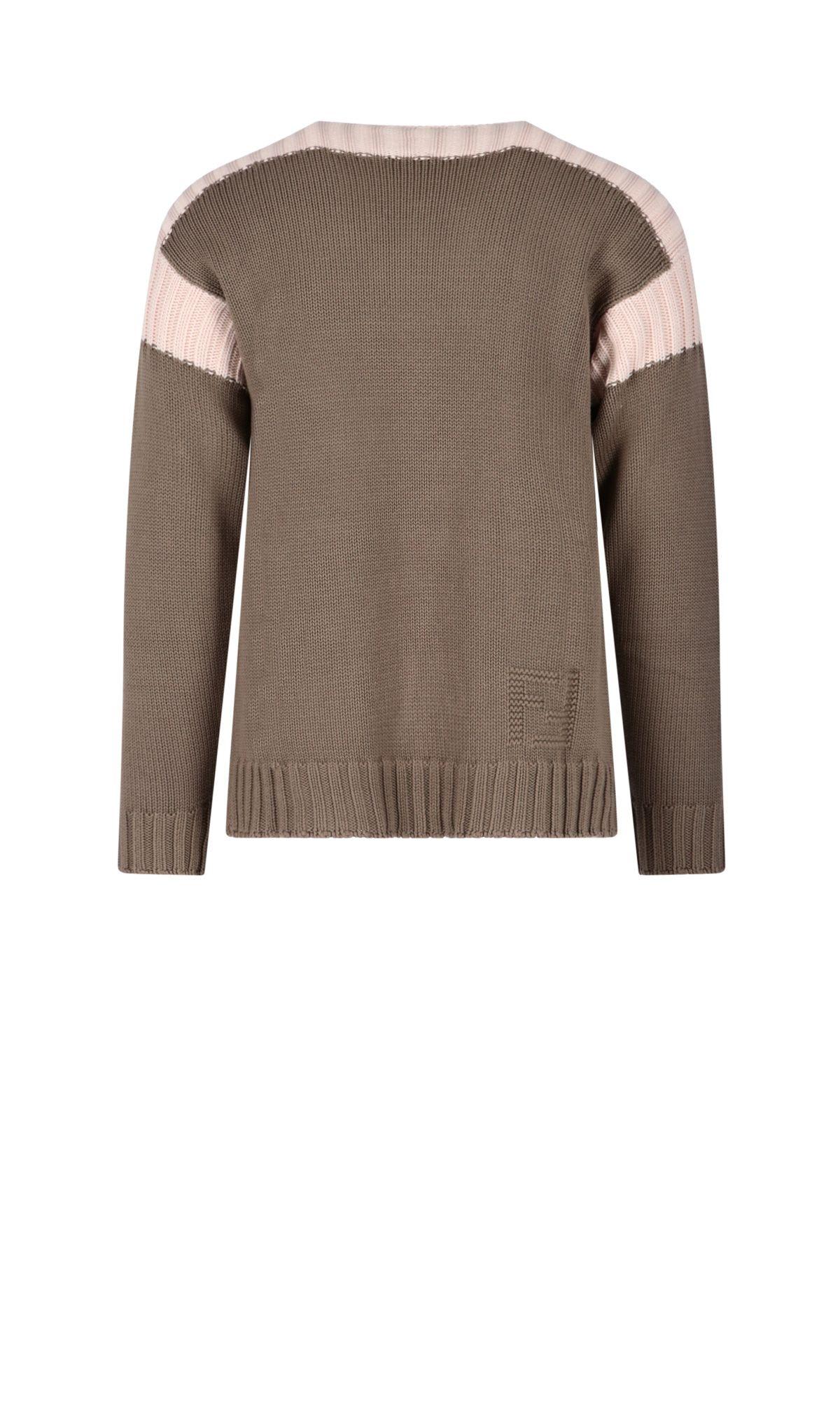 Shop Fendi Two Colour Sweater In Beige