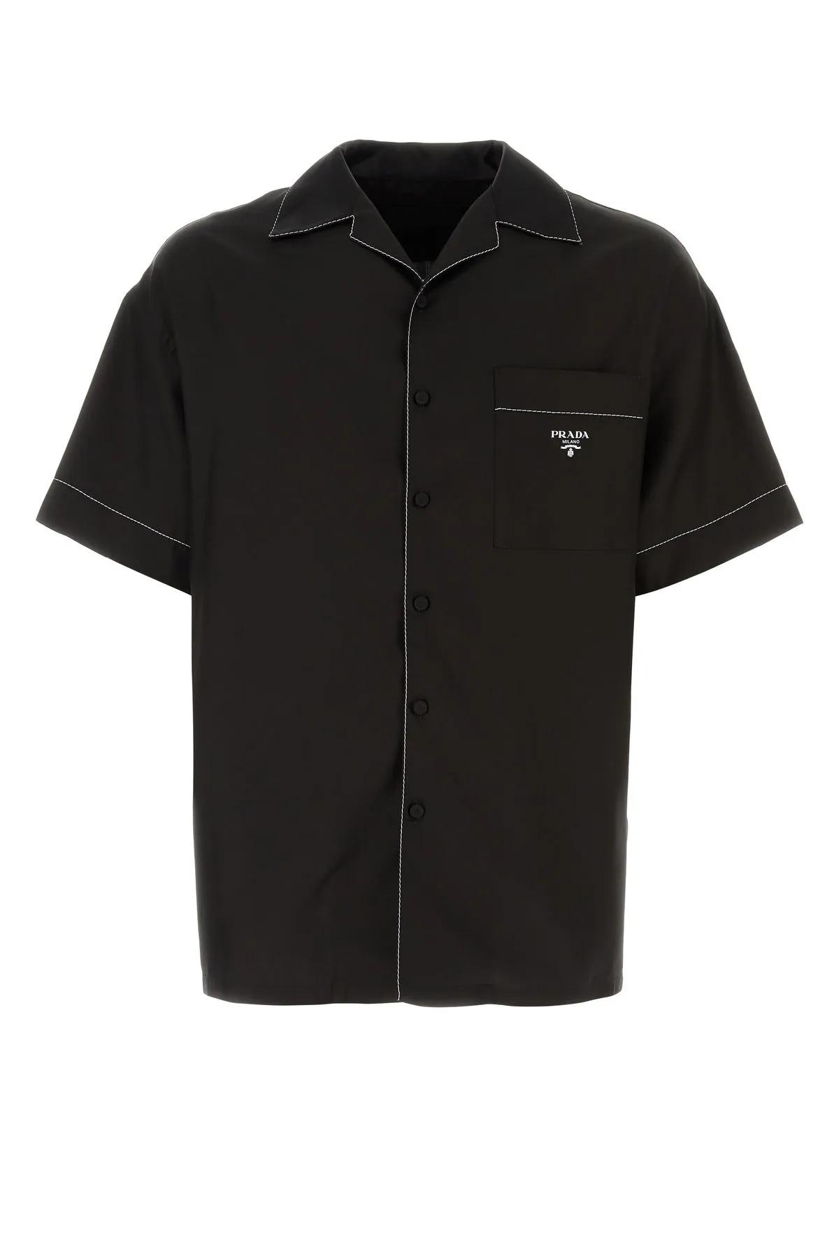 Shop Prada Black Silk Shirt