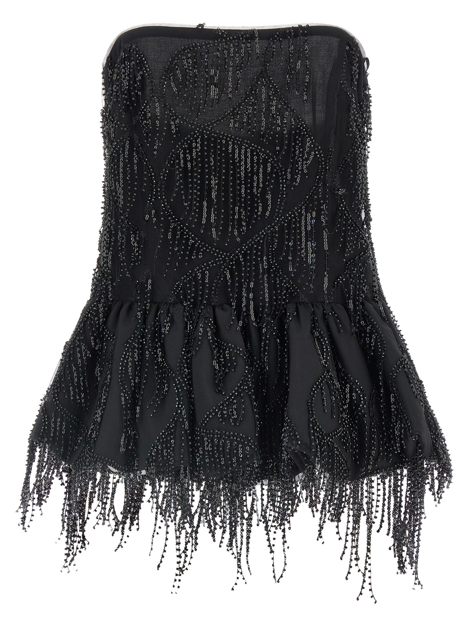 Rotate Birger Christensen Albertina Sequined Strapless Top In Black