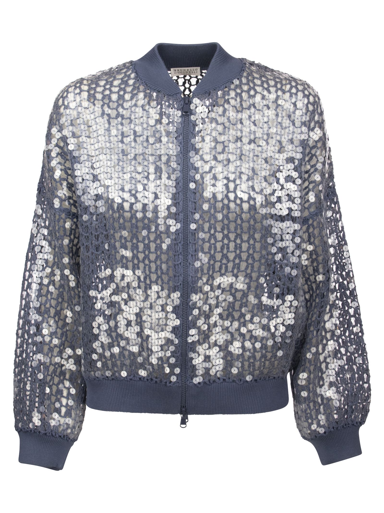BRUNELLO CUCINELLI DAZZLING EMBROIDERY JUTE AND COTTON BOMBER JACKET