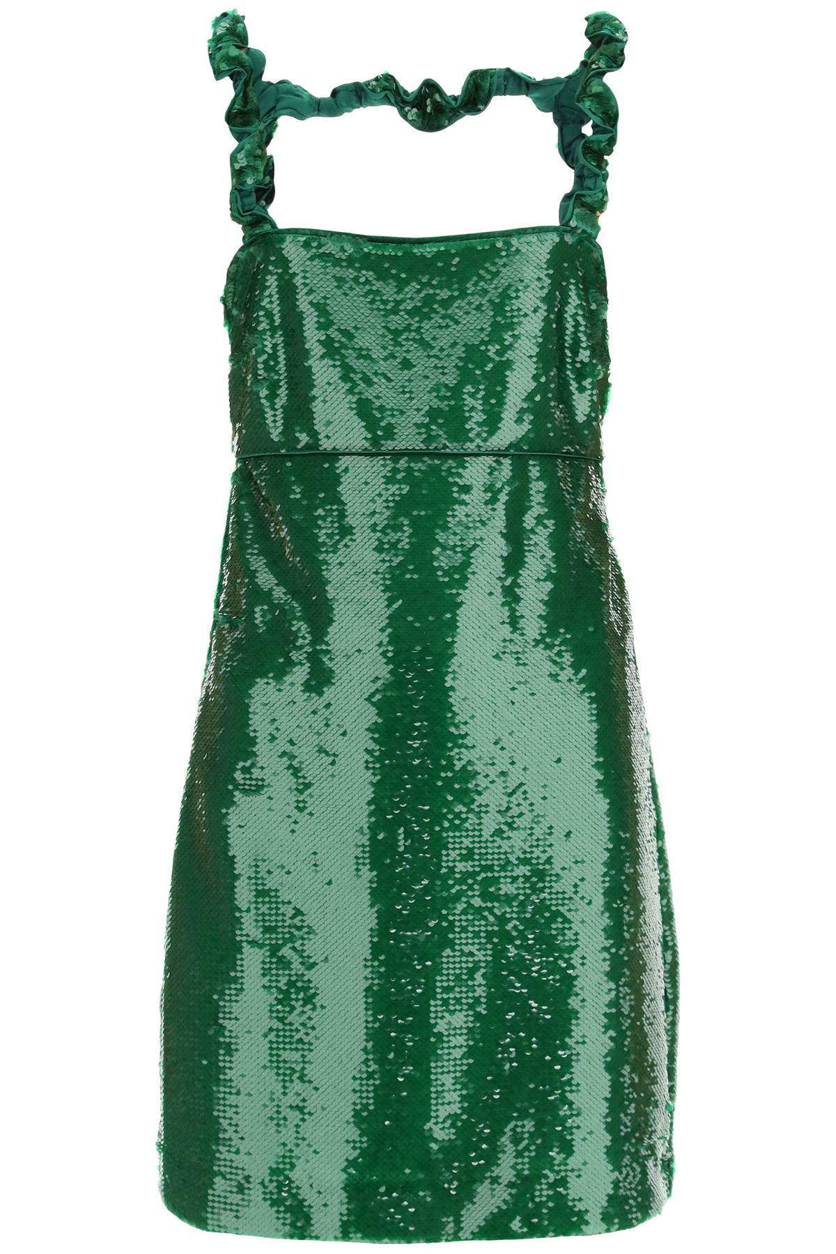 Hurtigt stang en sælger Ganni Twisted Sequined Satin Mini Dress In Green | ModeSens