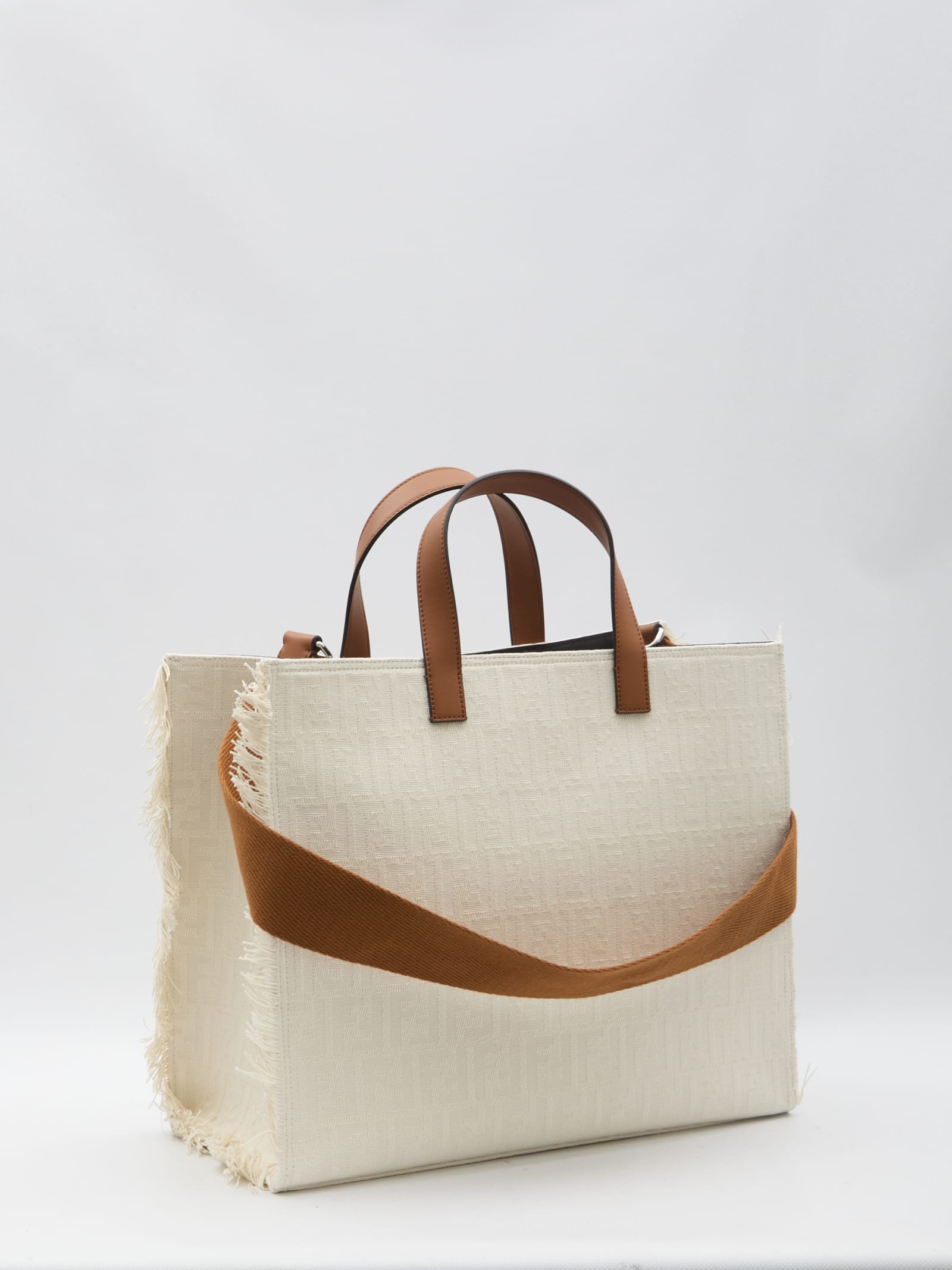 Shop Fendi Ff Shopper Bag In Cream