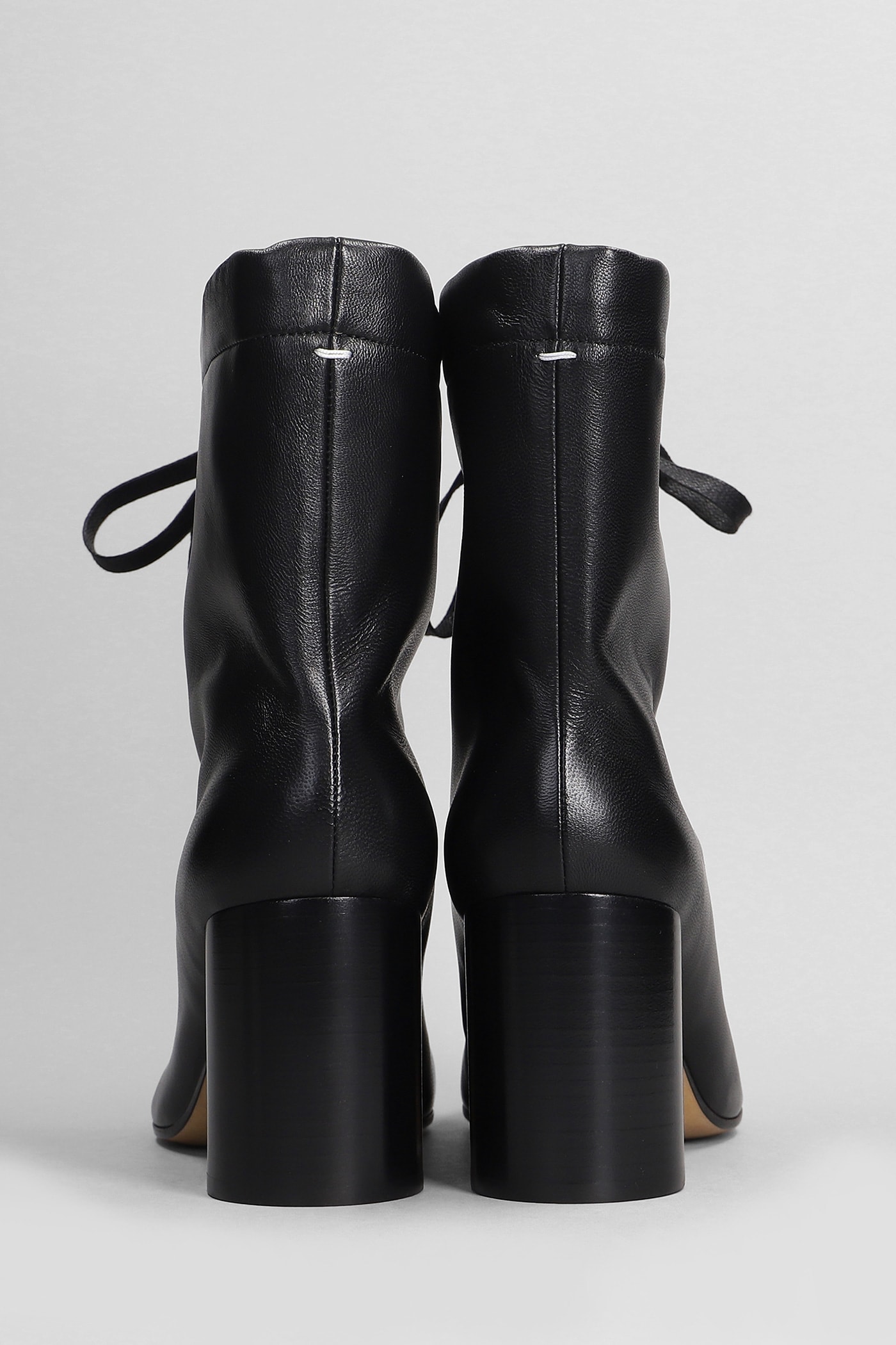 Shop Maison Margiela Tabi High Heels Ankle Boots In Black Leather