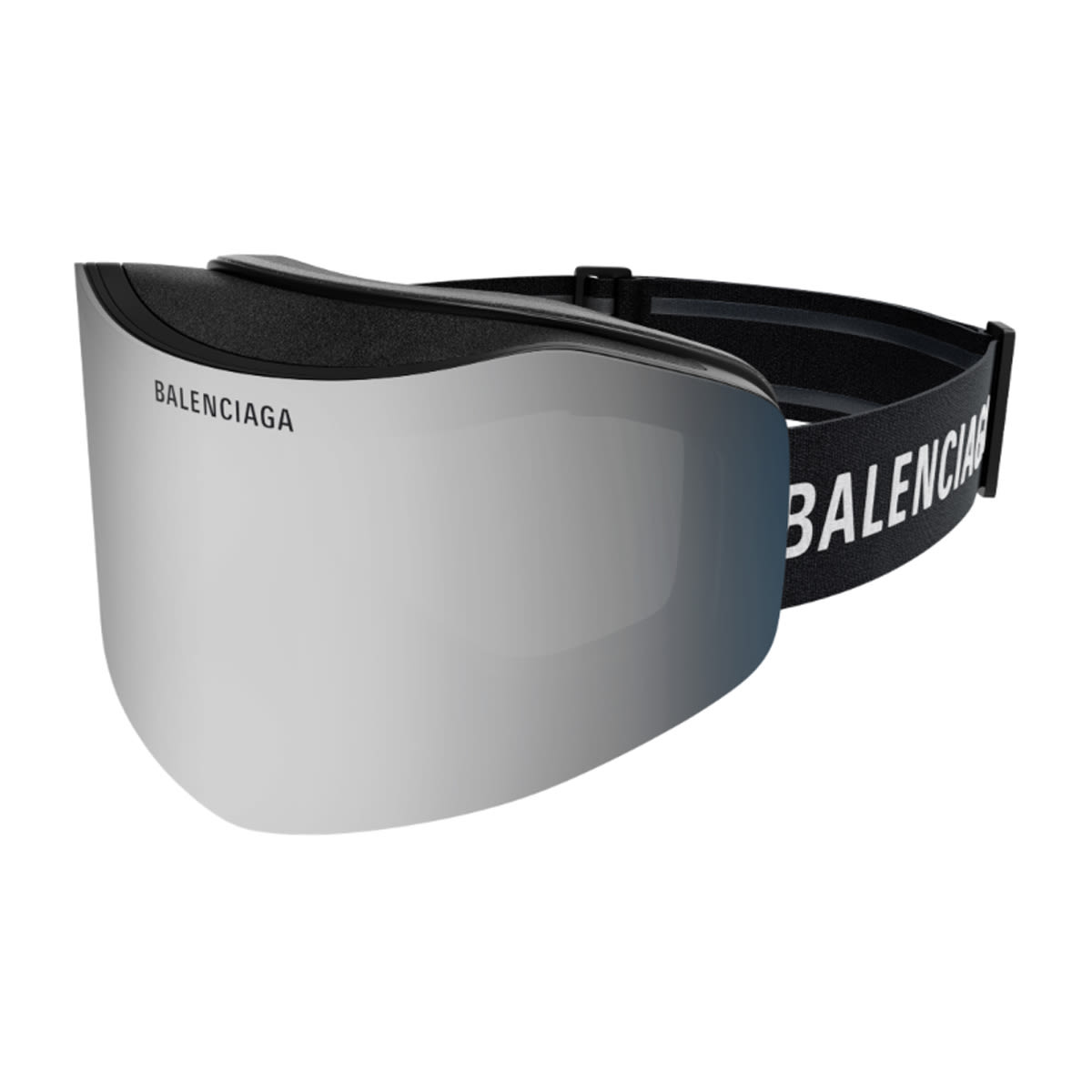 Balenciaga Bb0379s Ski Mask 002 Black Silver Sunglasses In Black