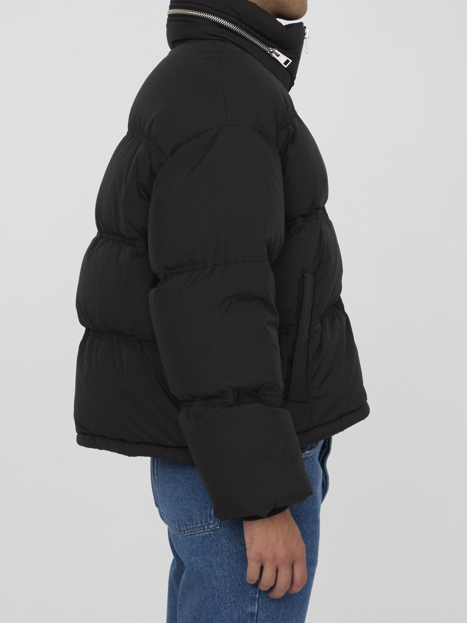 Shop Ami Alexandre Mattiussi Ami De Coeur Down Jacket In Black