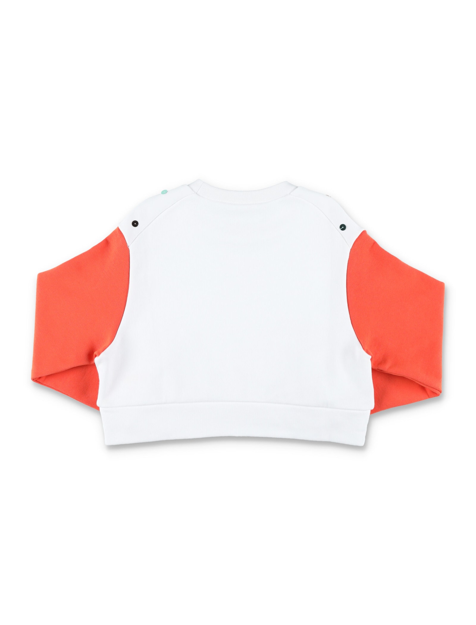 Shop Marni Crew-neck Sweatshirt With Floral Graphics In White/orange