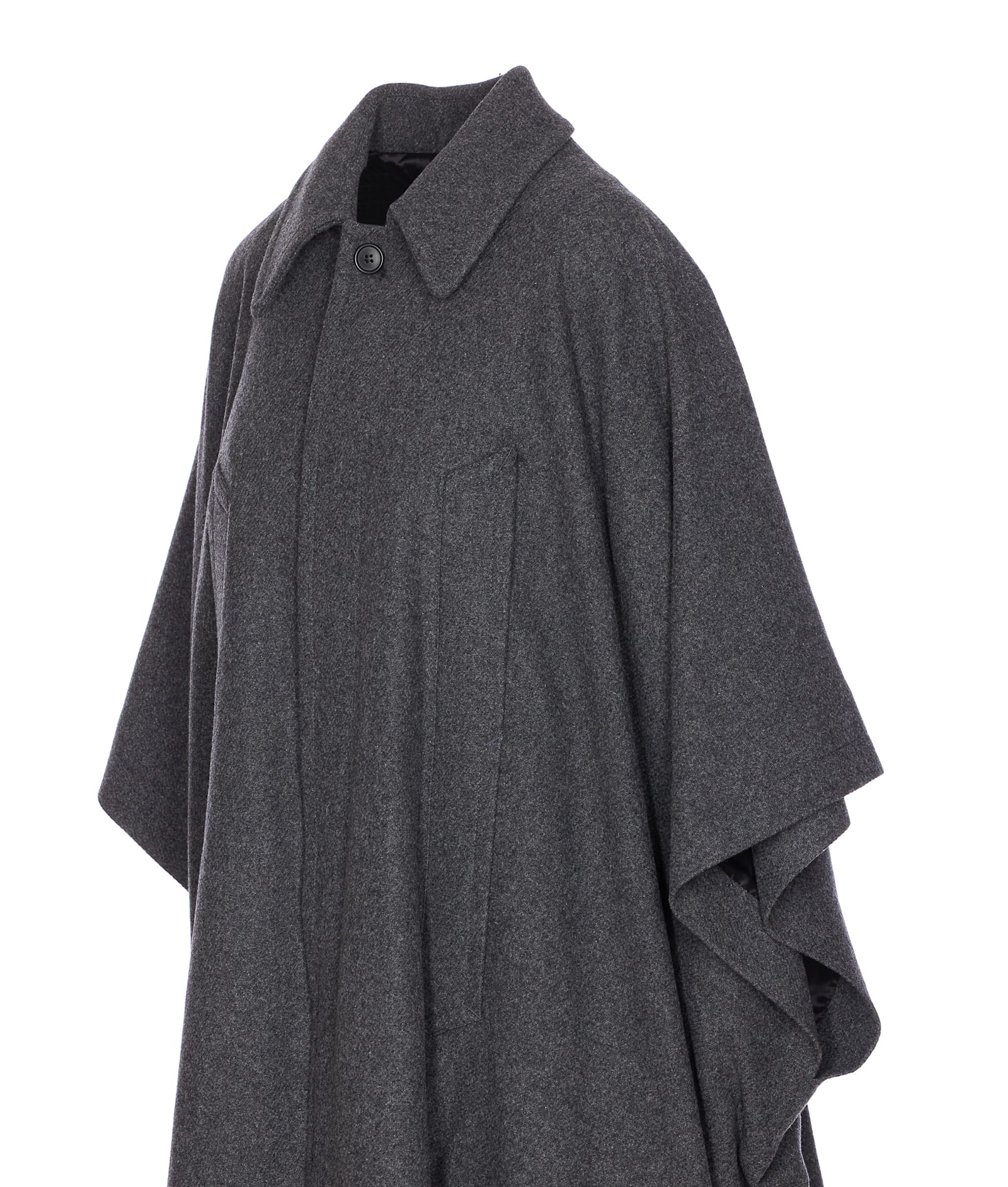Mm6 Maison Margiela Grey Coat With Wool Trim In Gray