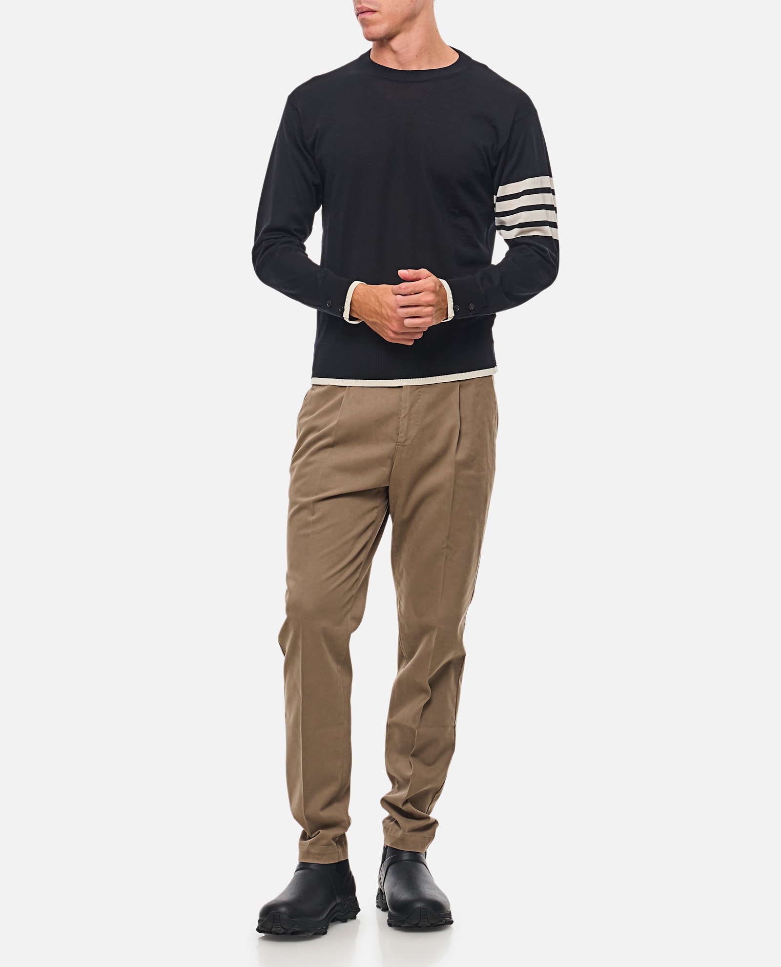 Pt Torino Pleated Cotton Trousers In Brown