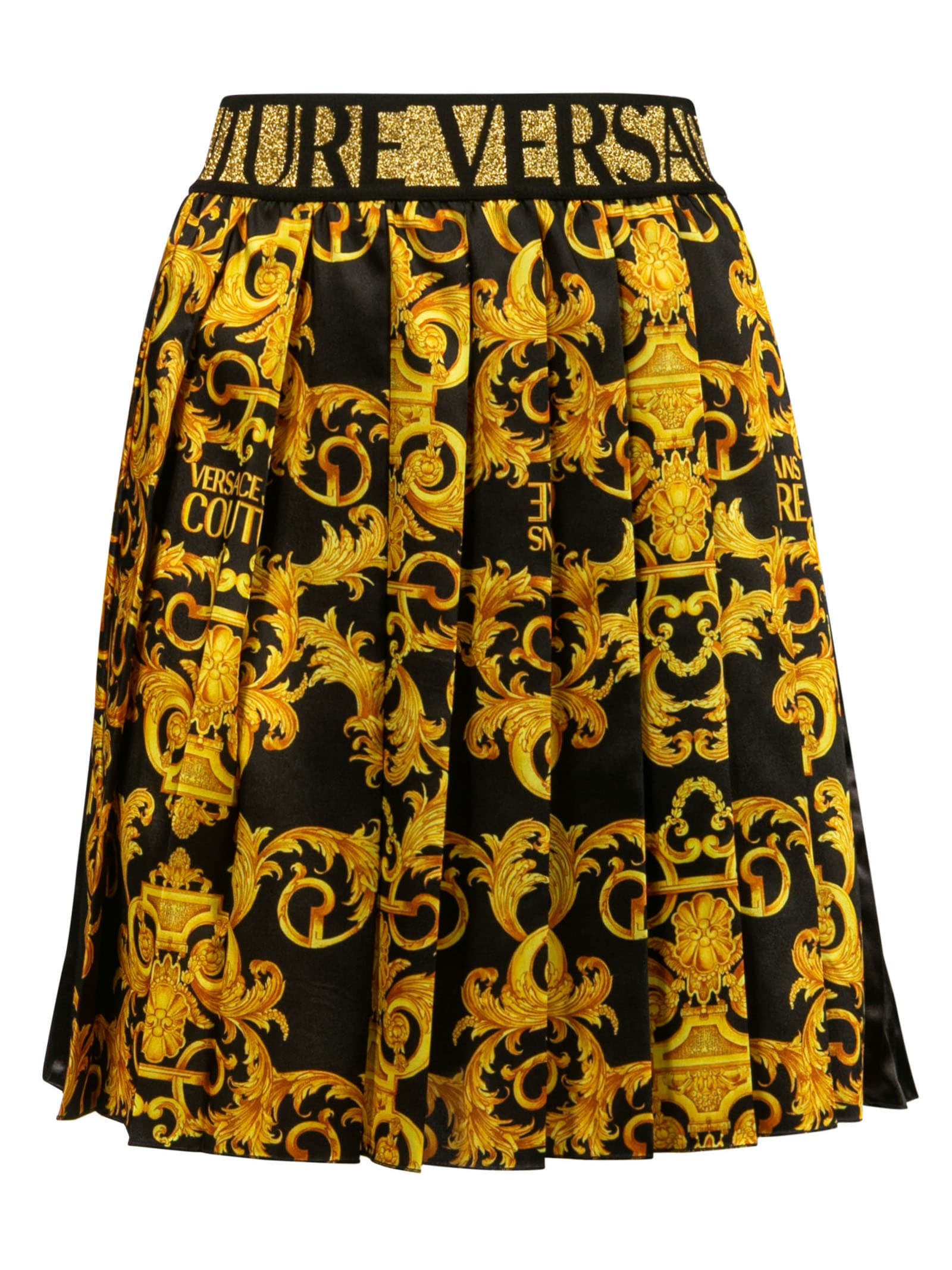 Versace Jeans Couture Logo Print Pleated Skirt