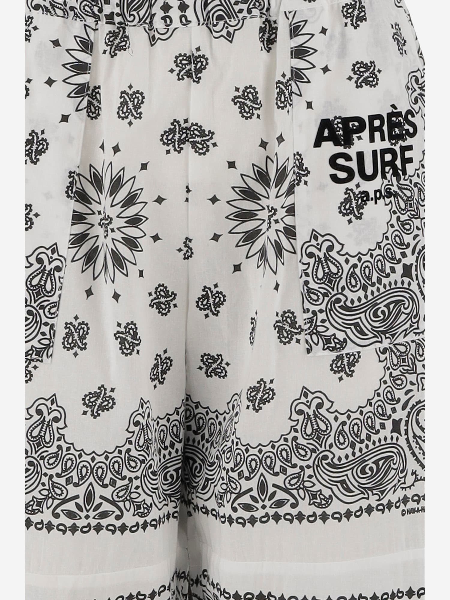 Après Surf Apres Surf Cotton Pants With Bandana Pattern In White
