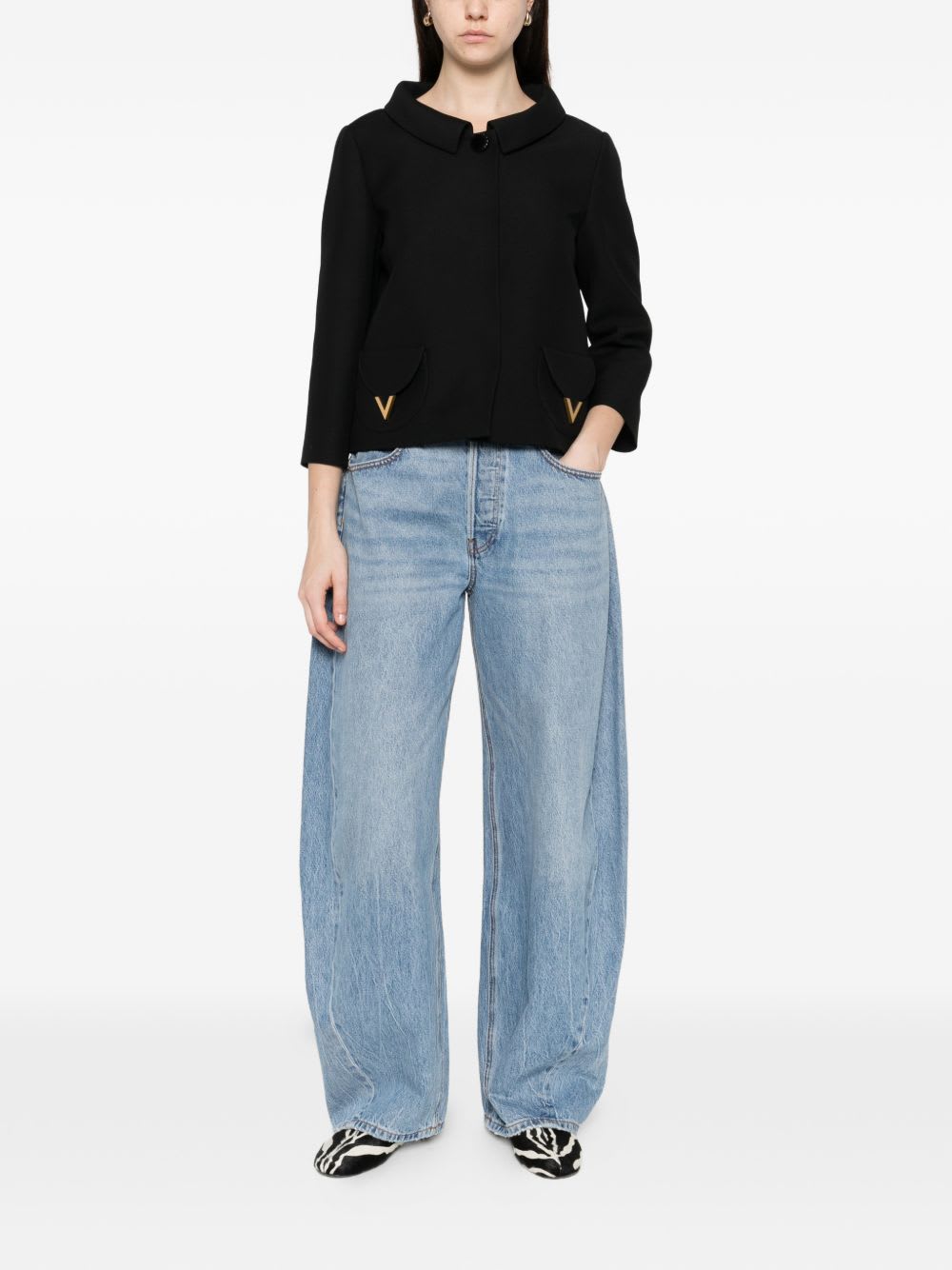 Valentino Garavani Vlogo Signature Wool And Silk Jacket In Black