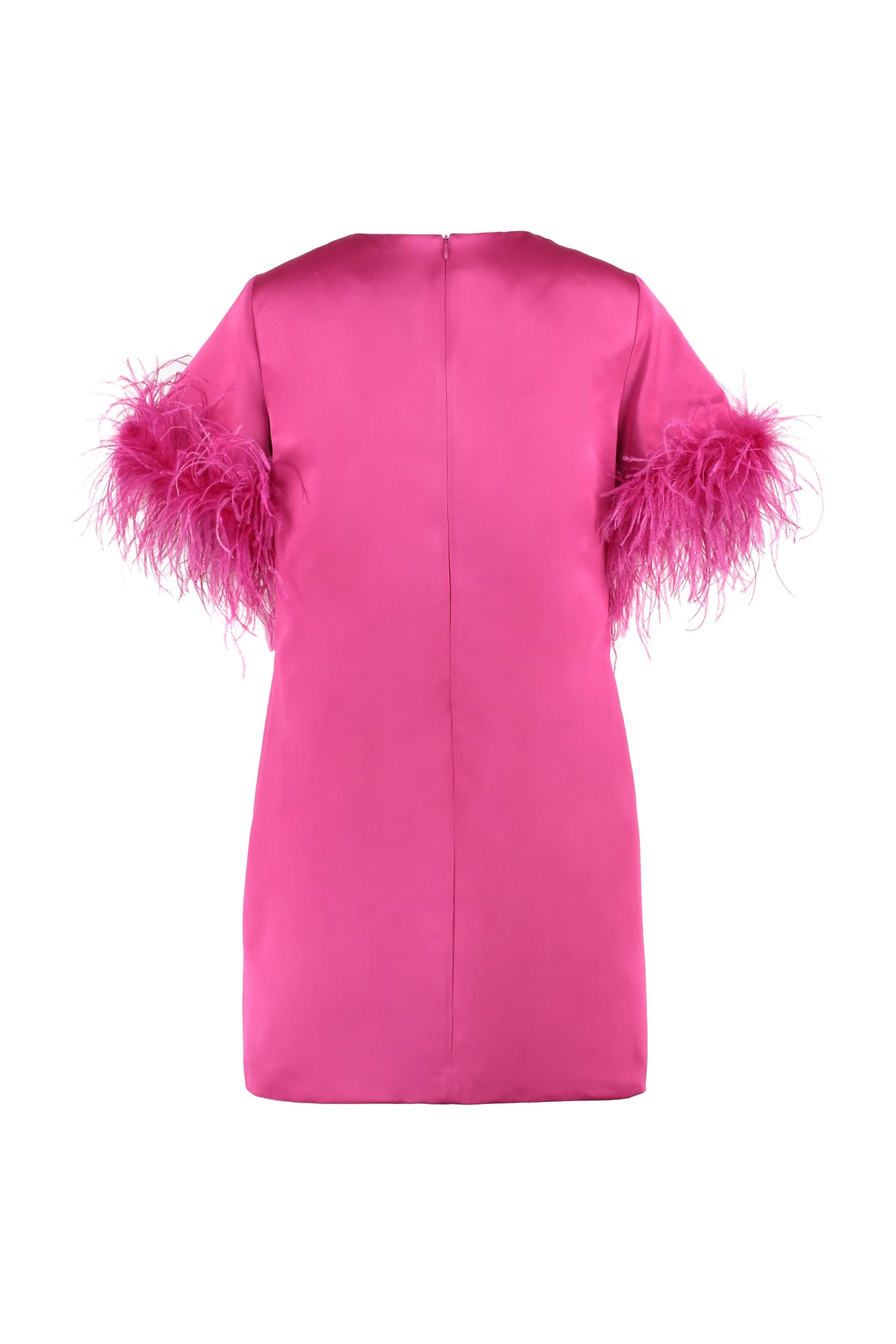 Shop P.a.r.o.s.h Feather Dress In Fuchsia