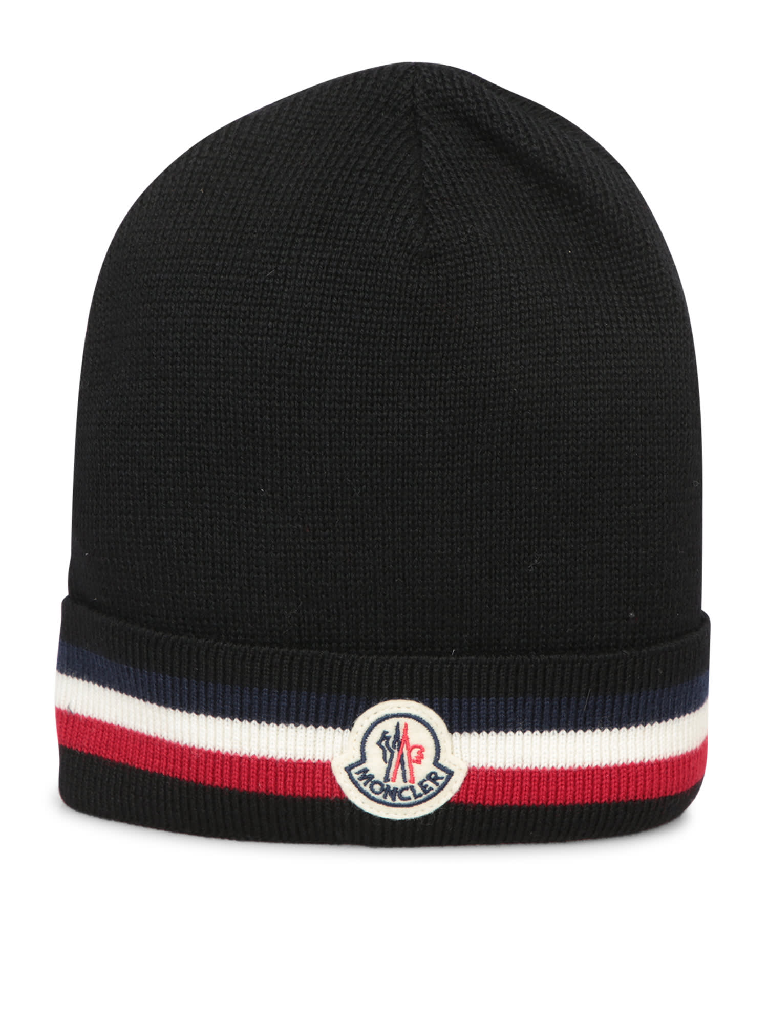 Moncler Black Beanie With Logo And Band