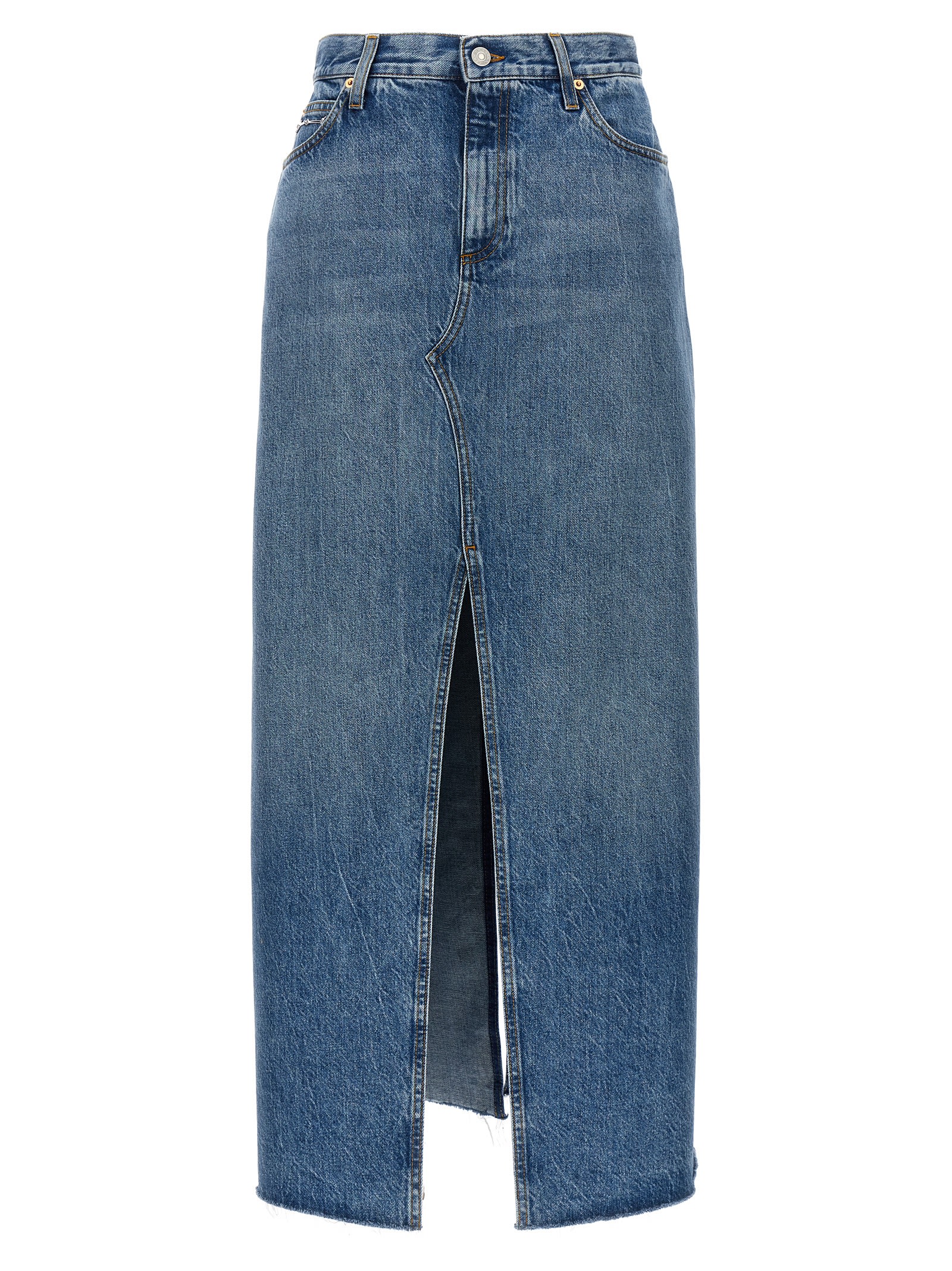 Shop Gucci Morsetto Long Skirt In Blue