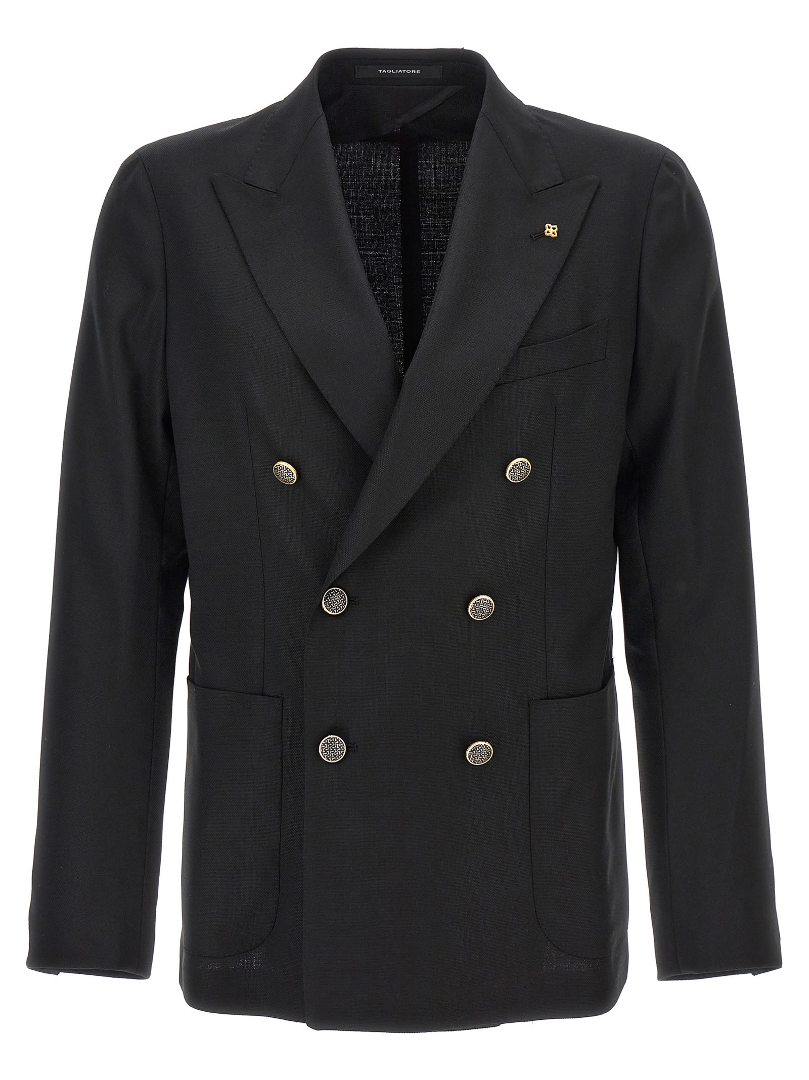Tagliatore Blazer Doppiopetto In Lino Fiammato In Black