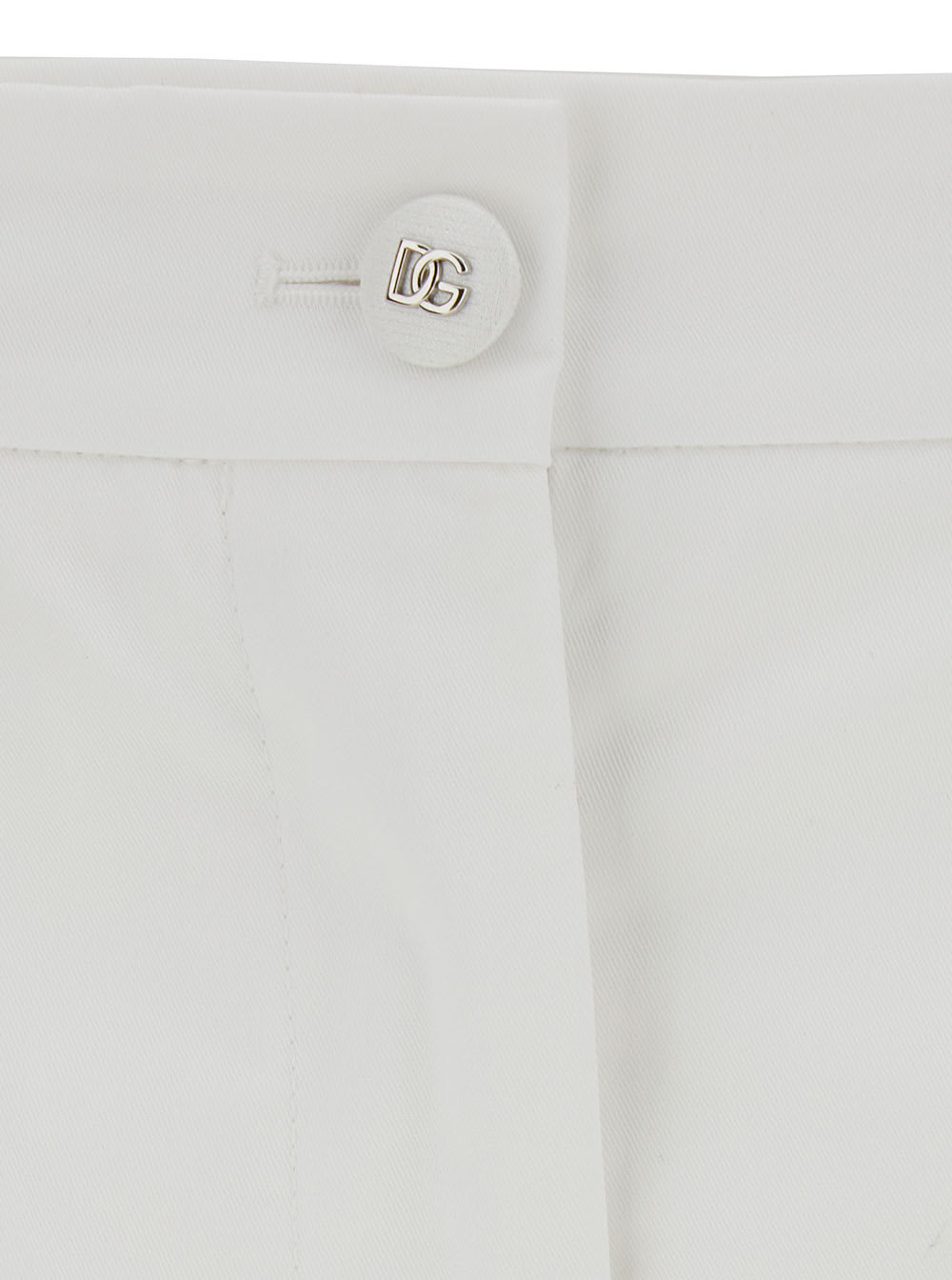 Shop Dolce & Gabbana White Palazzo Pants With Logo Detail In Stretch Cotton Woman
