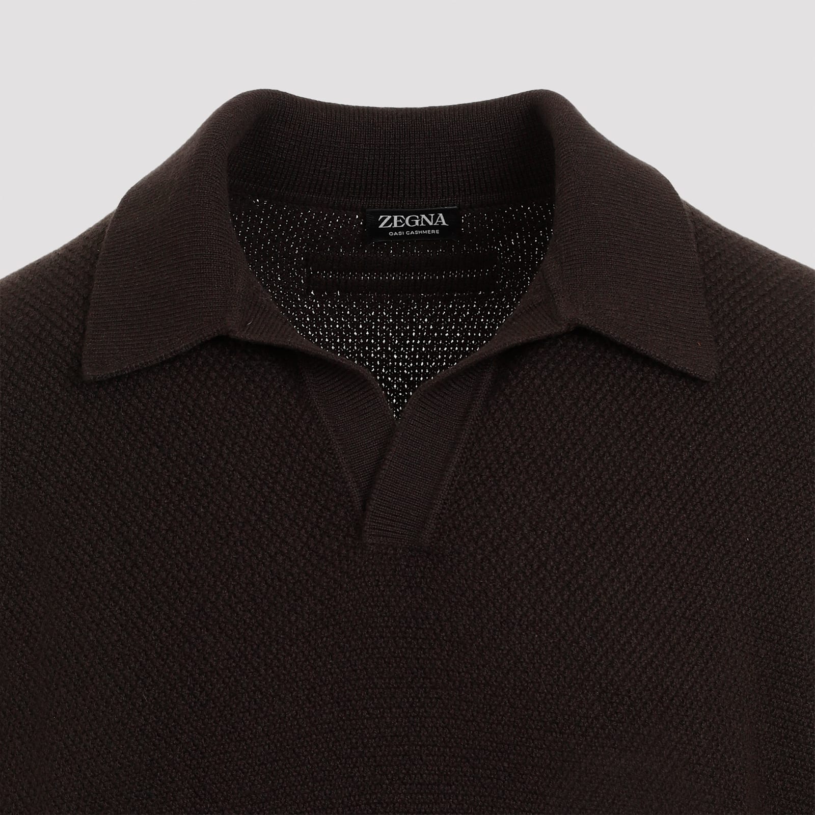 Shop Zegna Oasi Cachmere Polo In Marrone Scuro Unito