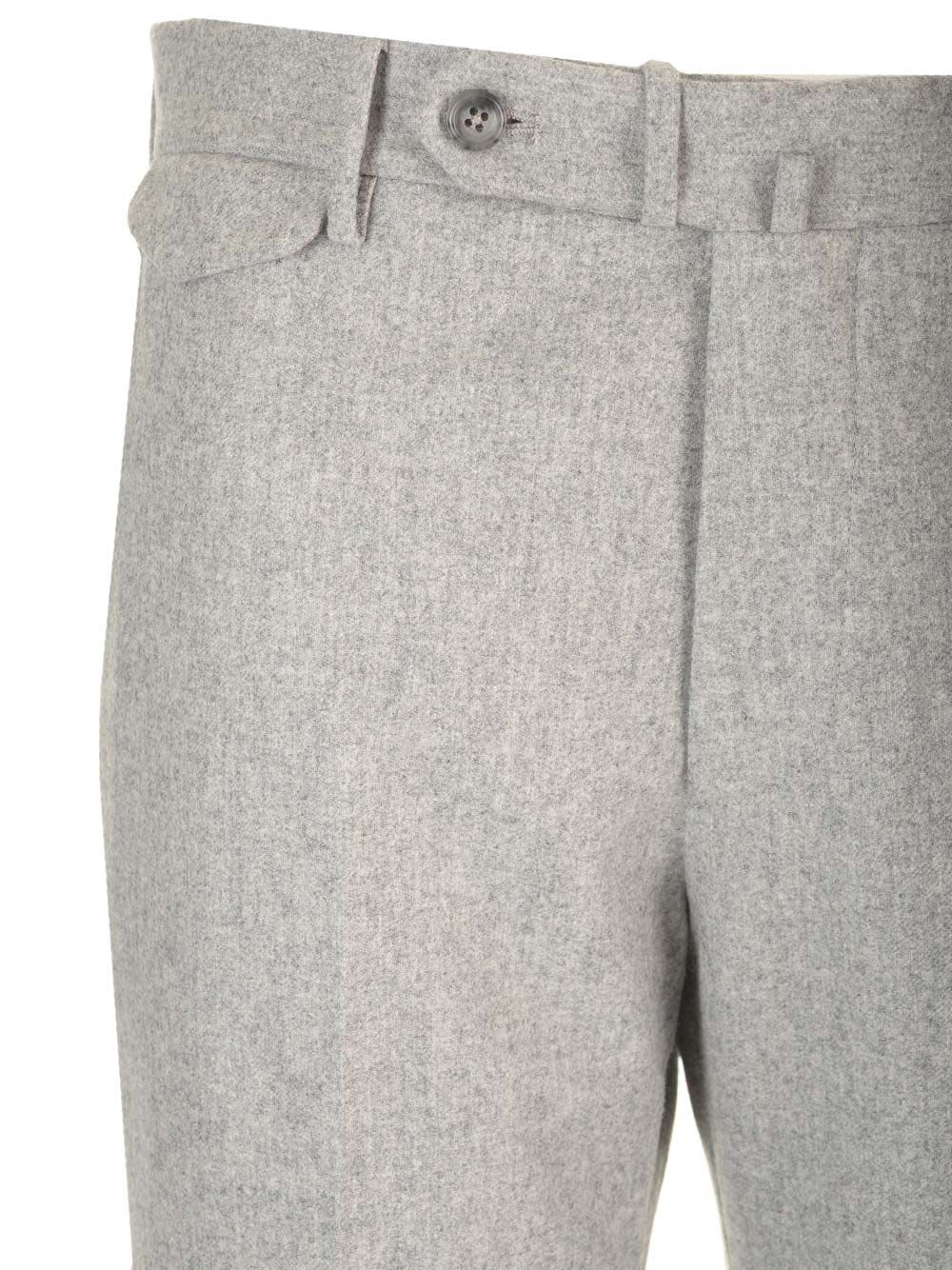 Shop Tagliatore White Flannel Trousers In Grey