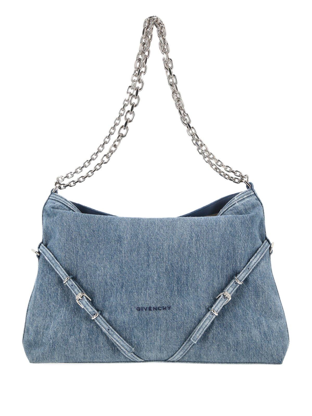 Shop Givenchy Medium Voyou Shoulder Bag In Clear Blue