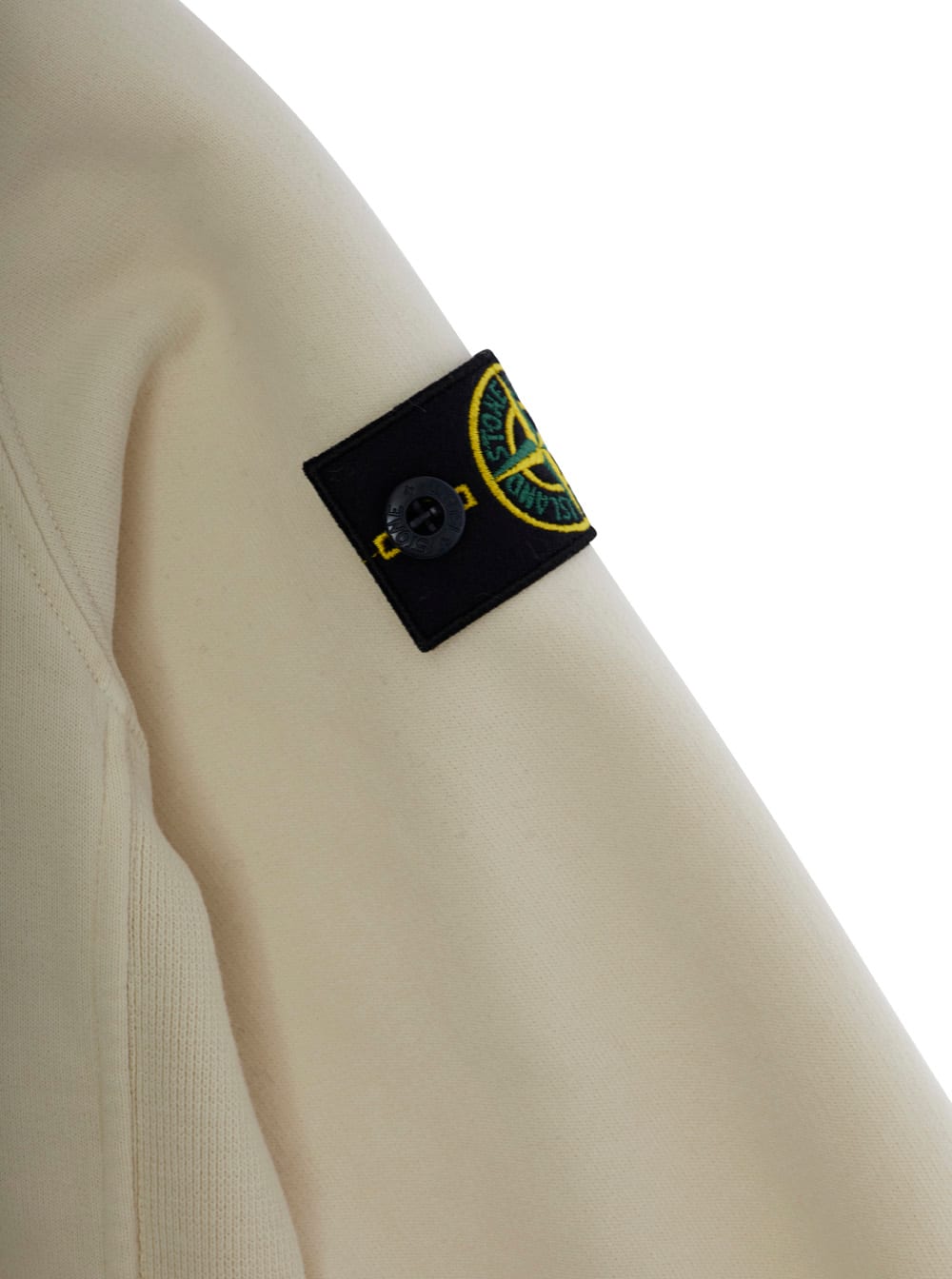 Stone Island White Crewneck Sweatshirt With Logo Patch On The Sleeve In Cotton Boy In Neutral