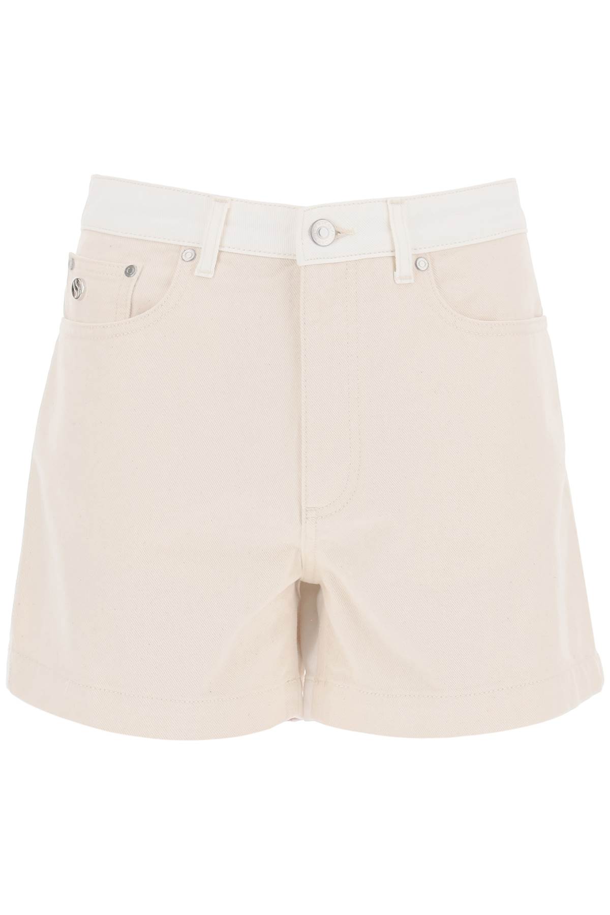 Shop Stella Mccartney Banana Denim Shorts In White/ecru