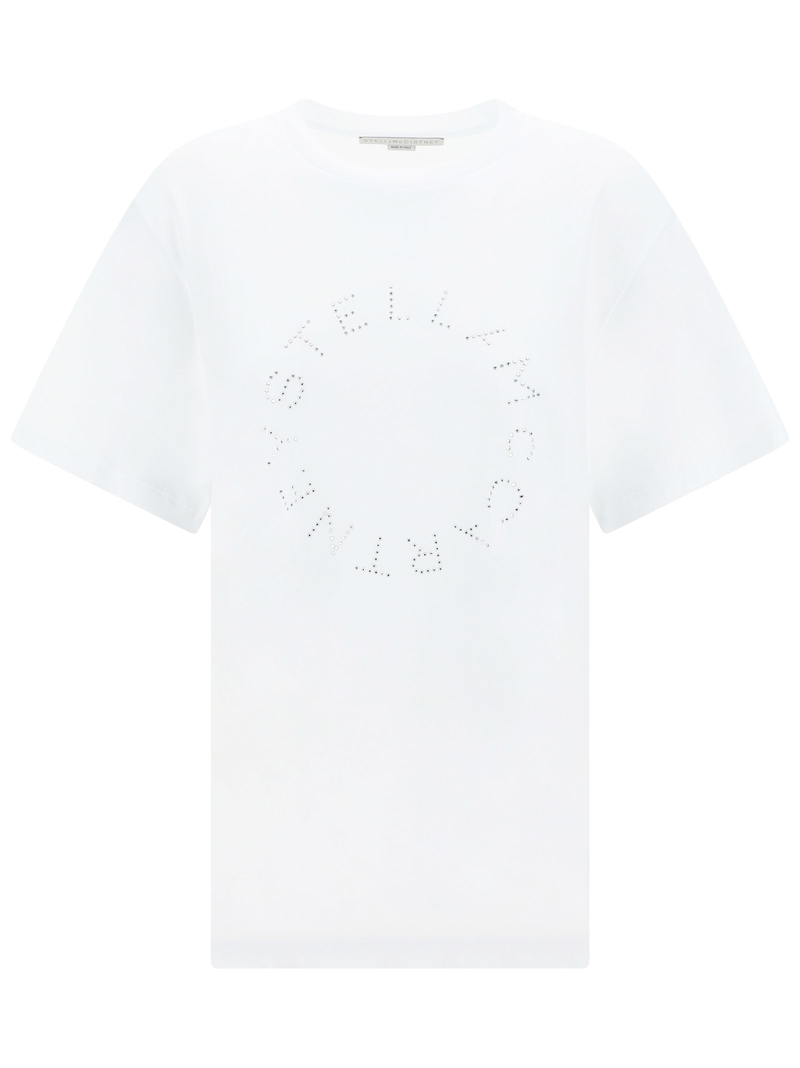 Shop Stella Mccartney Rhinestone T-shirt In Bianco