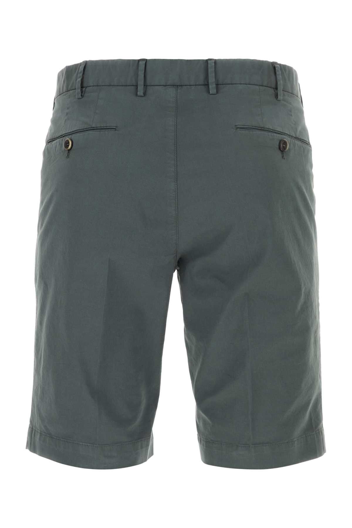 Pt01 Grey Stretch Cotton Bermuda Shorts In Grigio
