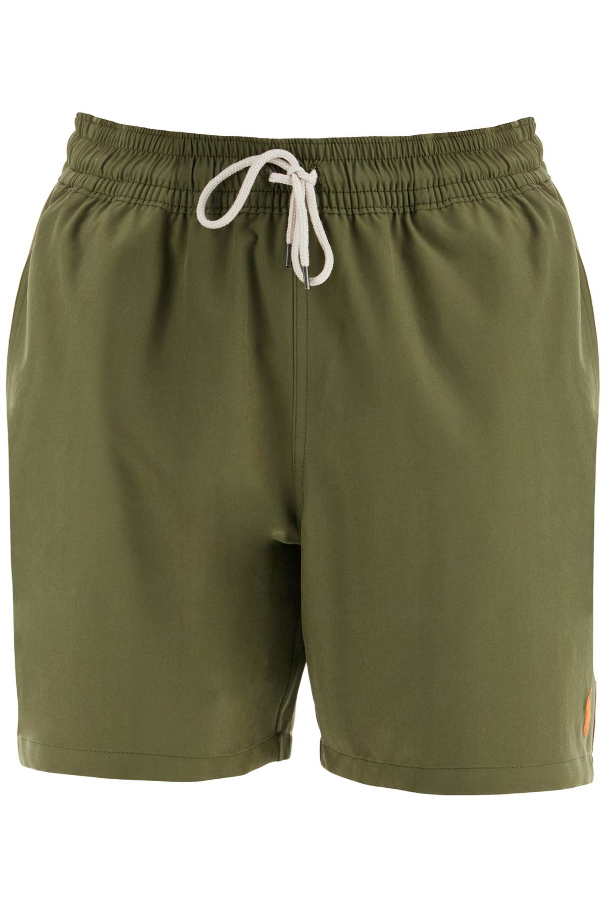 Olive Green Swim Trunks In Recycled Polyester With Embroidered Logo