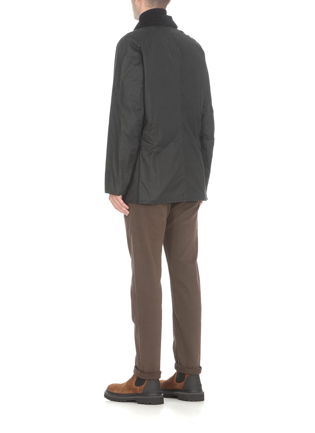Barbour Ashby Corduroy Collar Water Resistant Waxed Cotton Jacket In Black