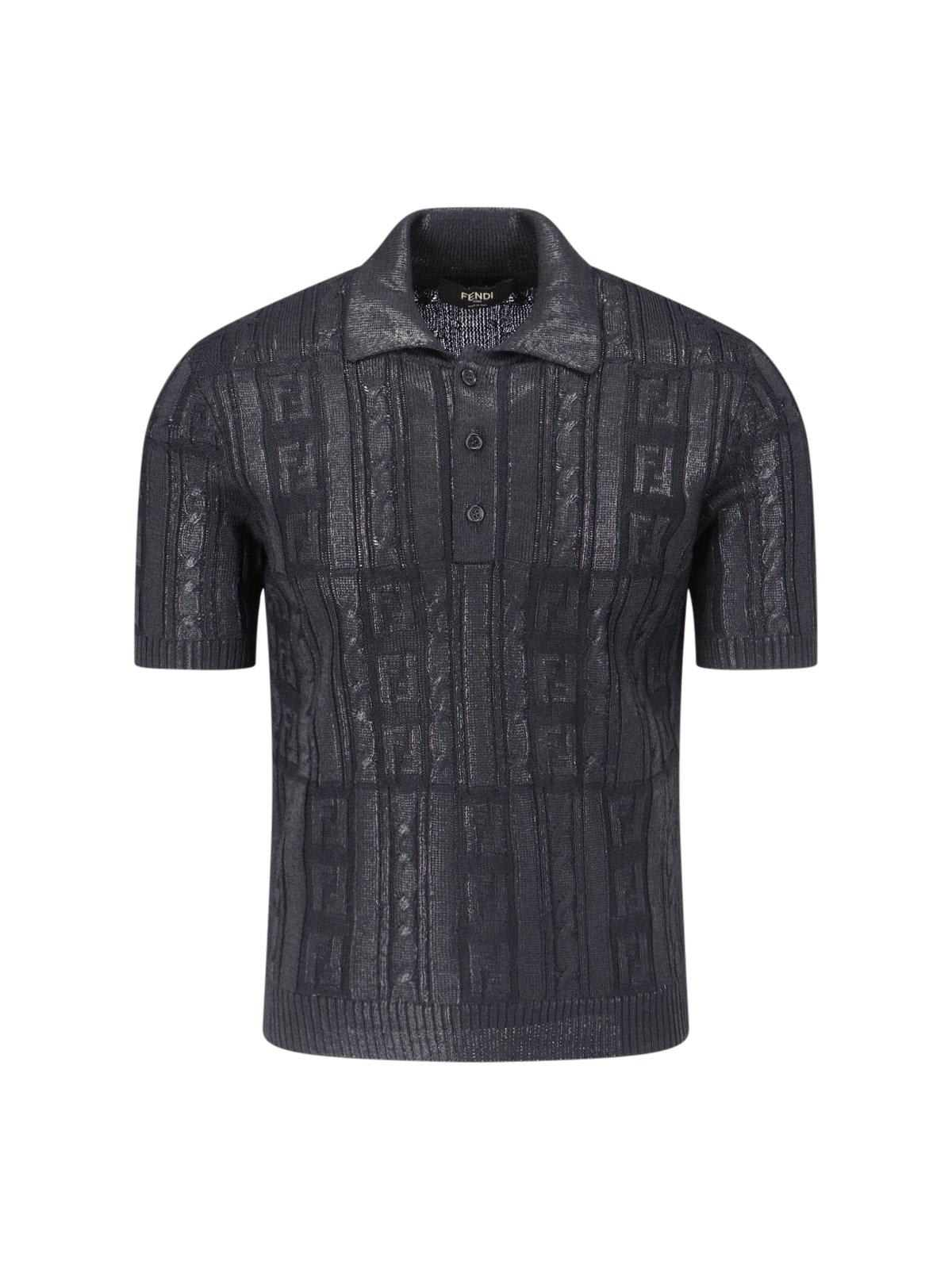 Fendi Black Wool Polo Shirt In Black