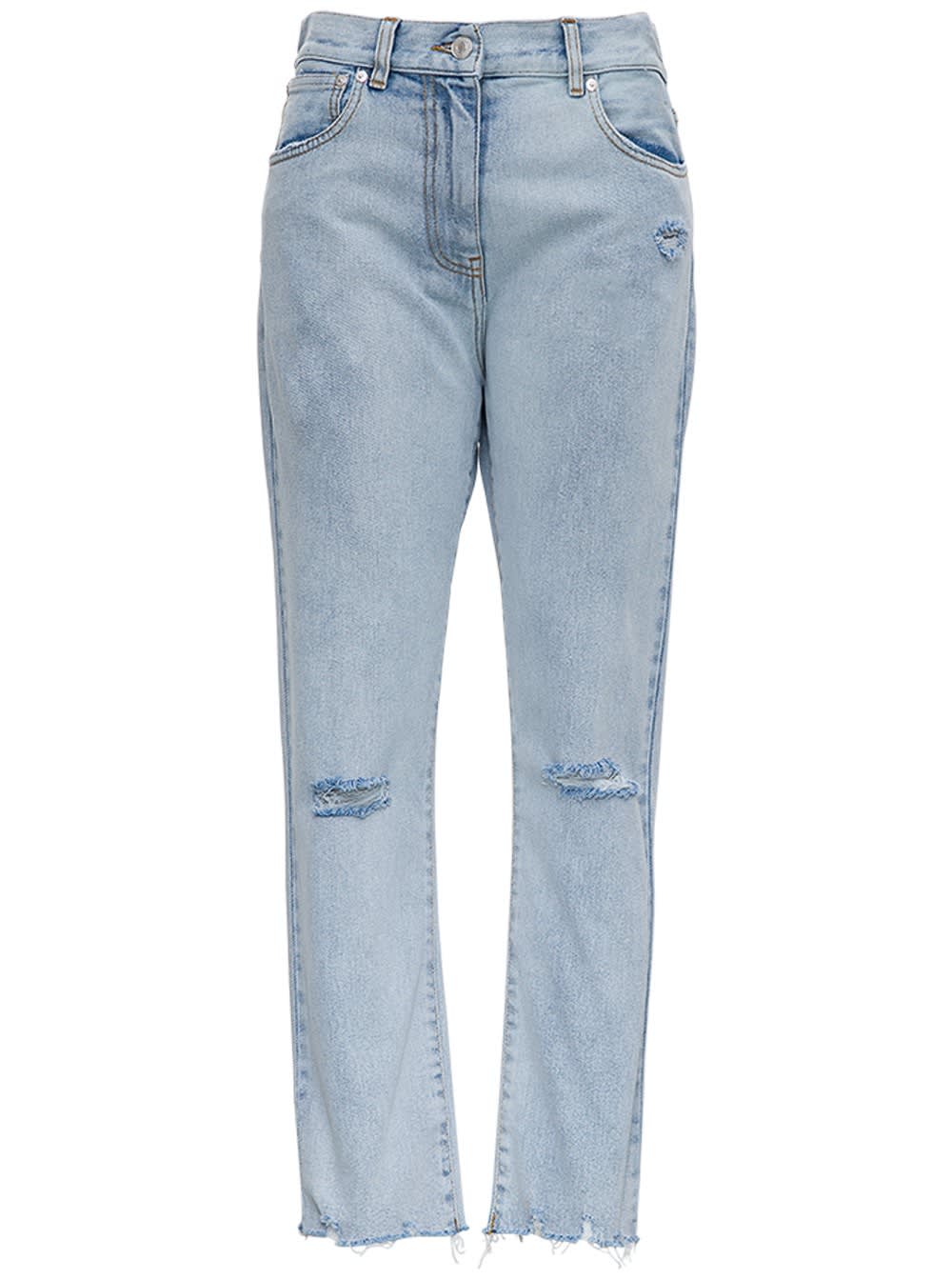 MSGM Destroyed Jeans With Tear Detail