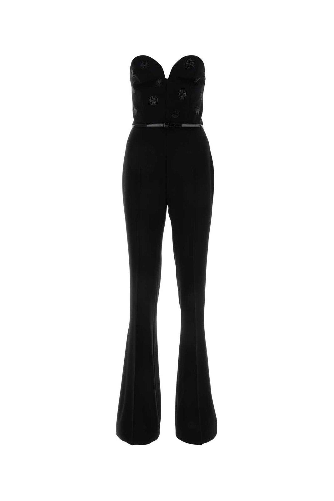Shop Max Mara Belted Strapless Jumpsuit In Black