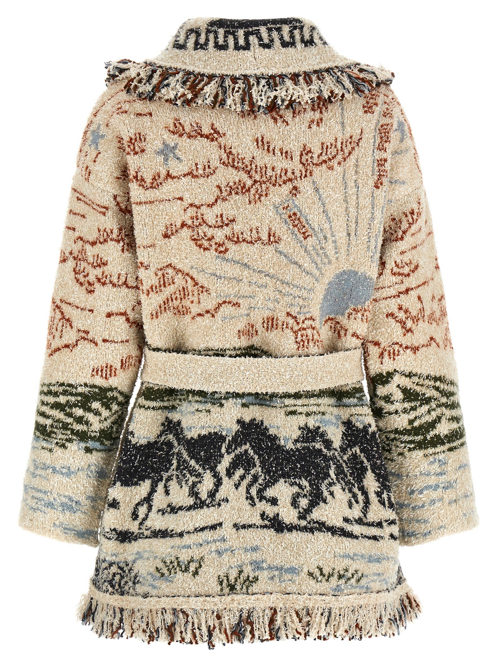 Alanui Sunset Riders Cardigan Knitwear Beige In Neutral