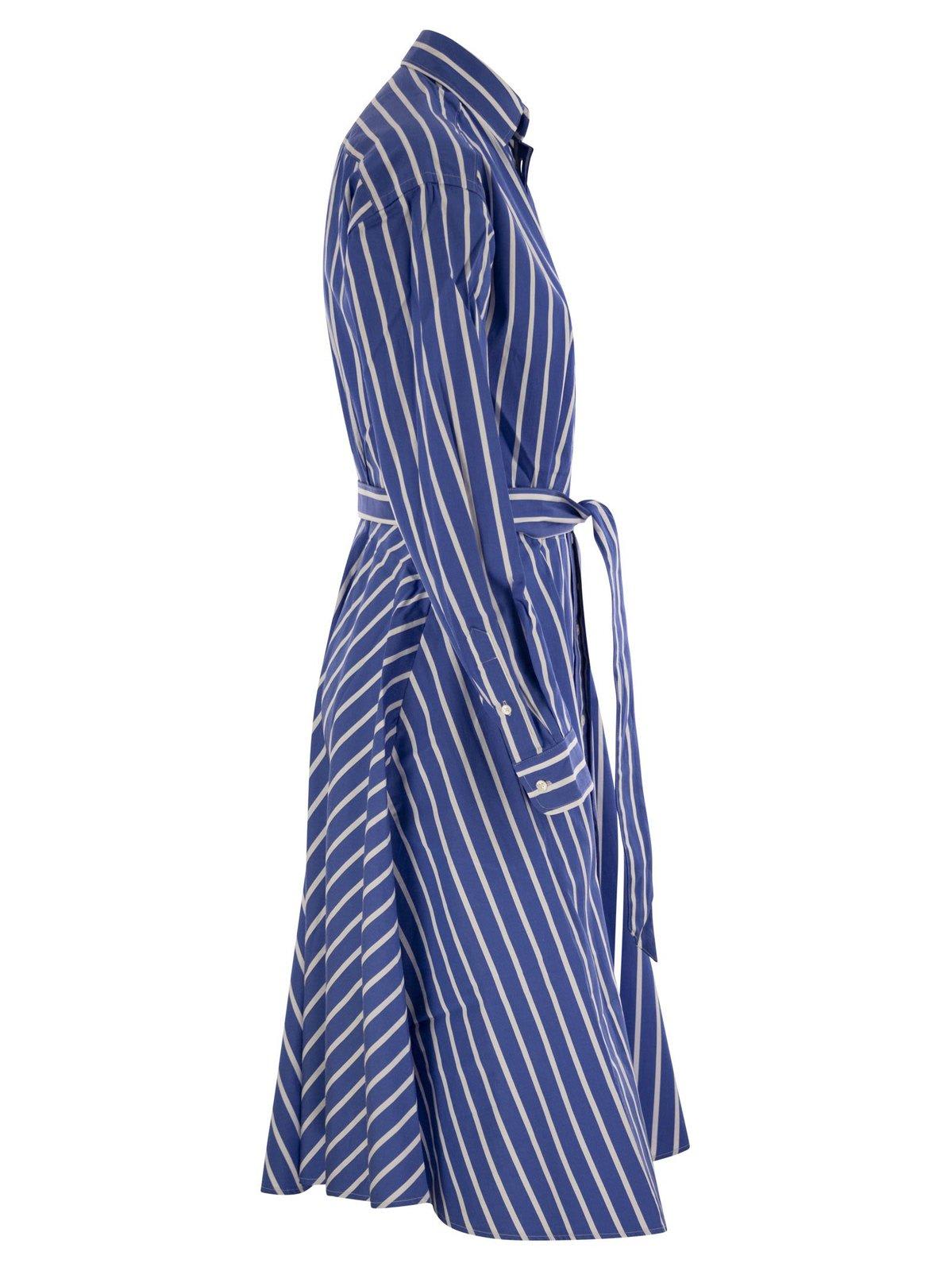 Shop Polo Ralph Lauren Striped Tie-waisted Shirt Dress