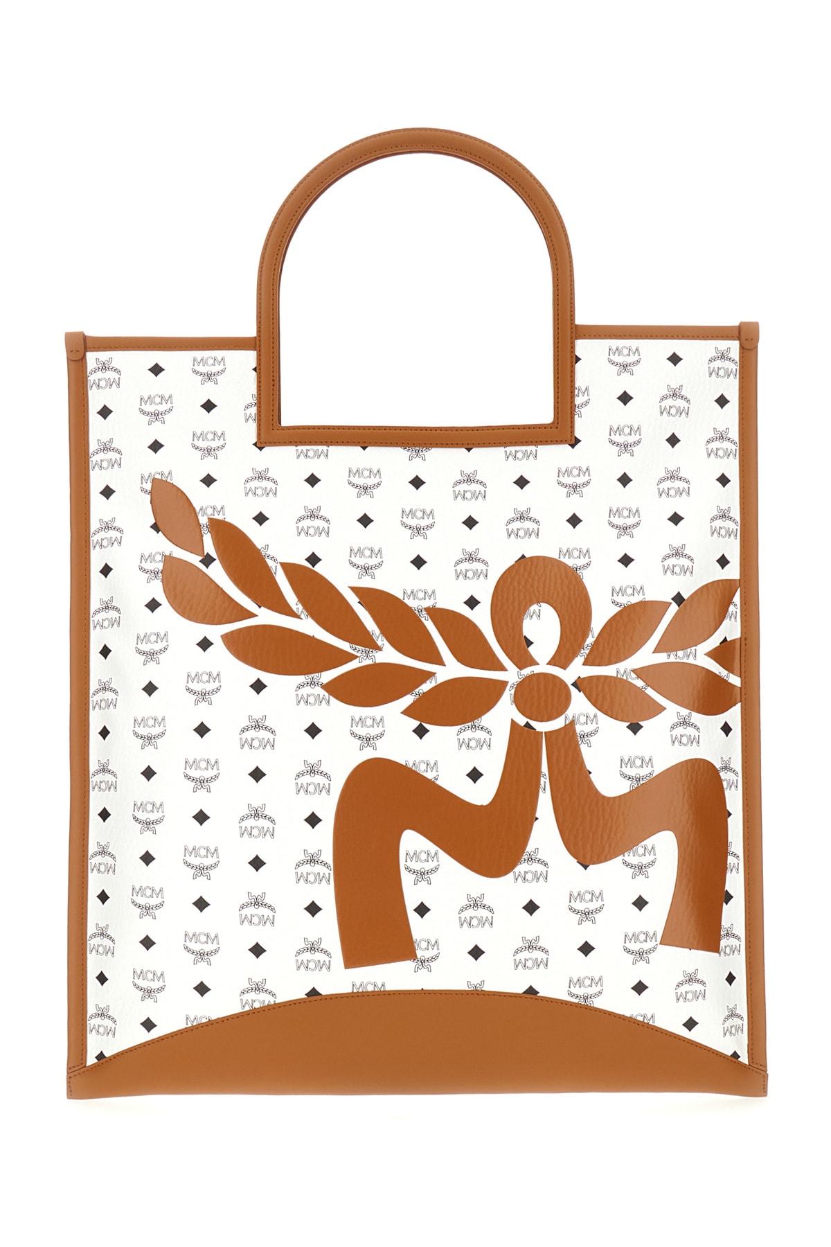 Shop Mcm Printed Canvas Shopping Bag In Wt