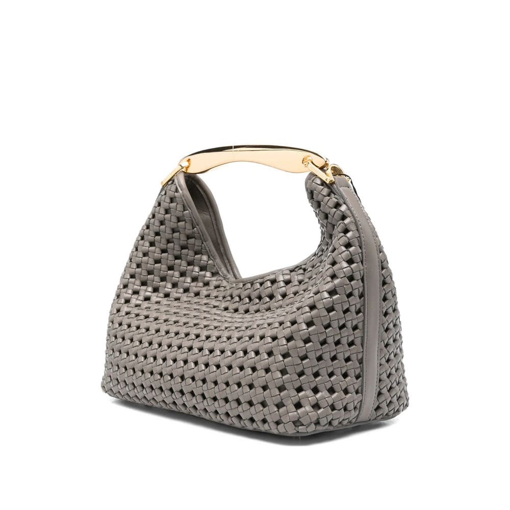 Elleme Boomerang Woven Leather Top-handle Tote Bag In Gray