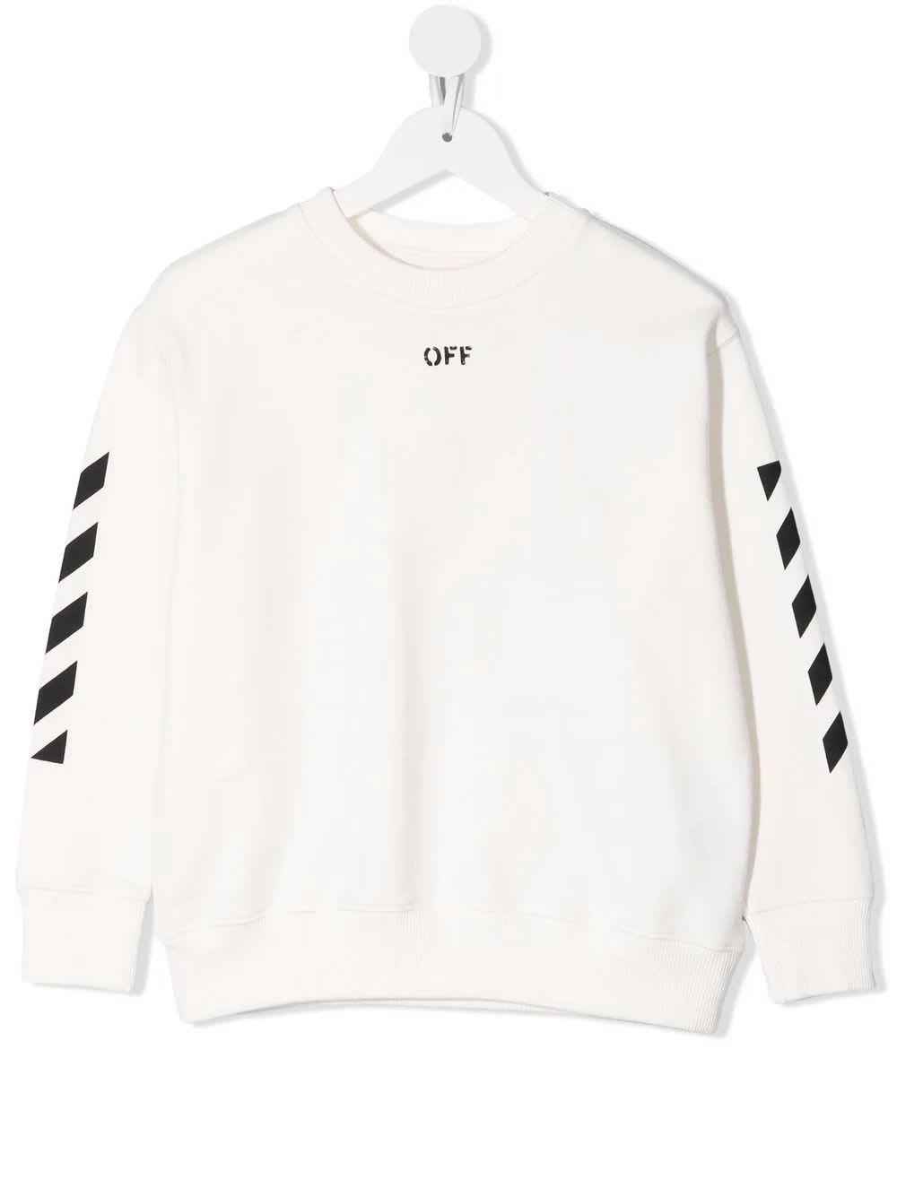 Off-White White Kids Sweatshirt With off Stamp And Diagonals