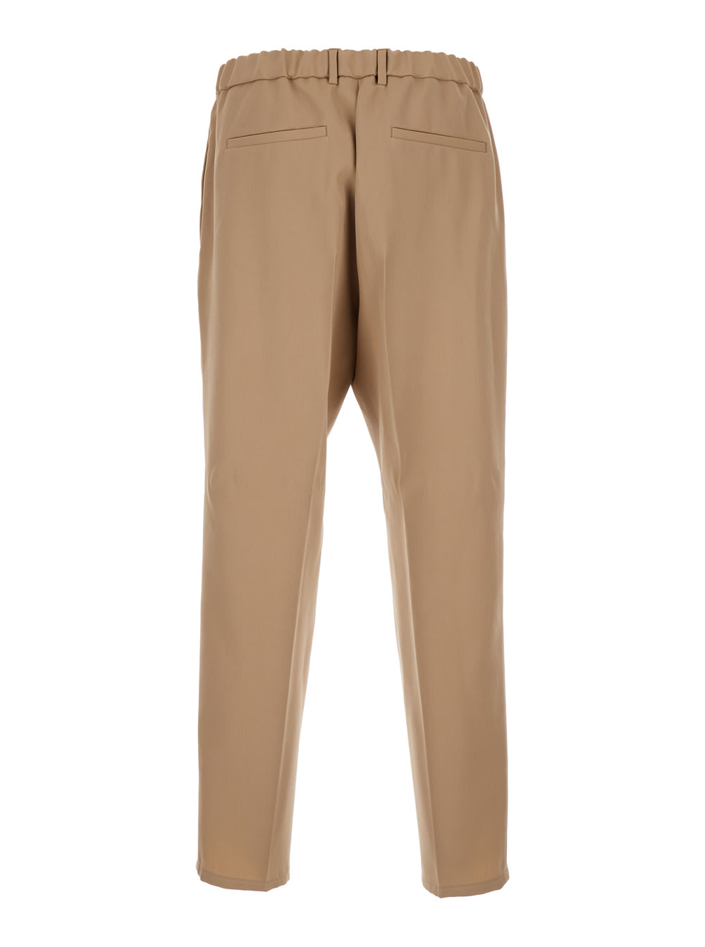 Shop Jil Sander Beige Pants With Elastic Waistband In Wool Man