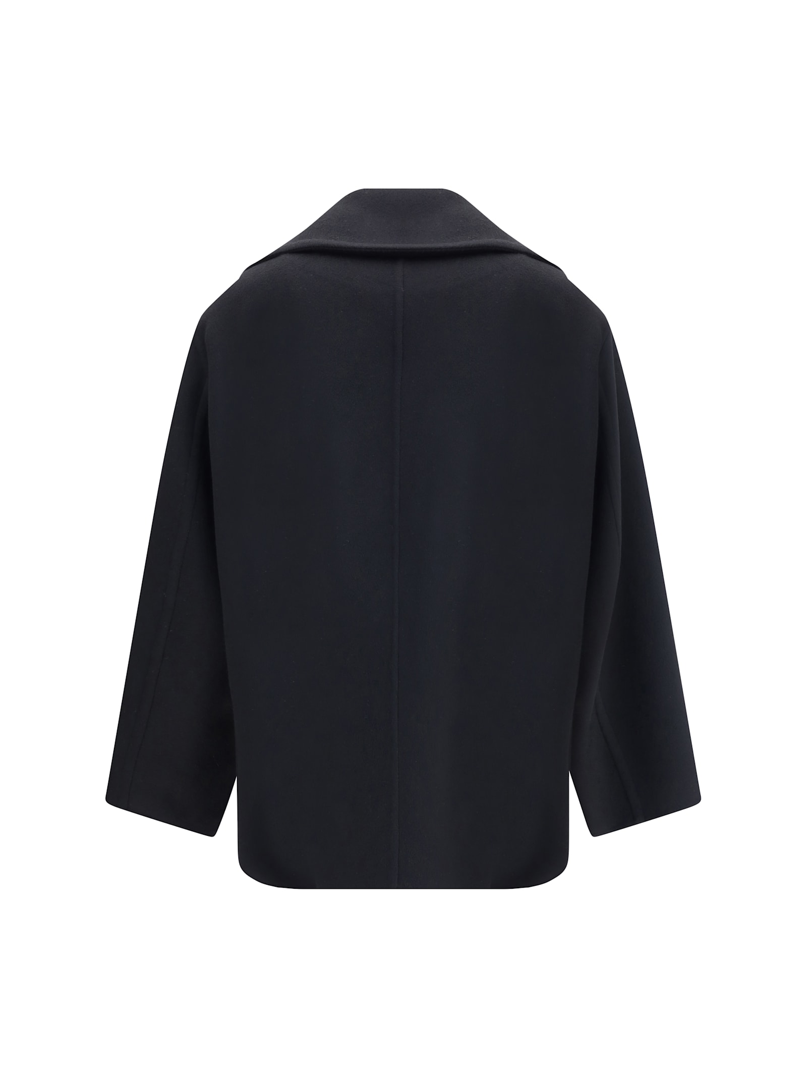 Saint Laurent Short Double-breasted Coat In Black